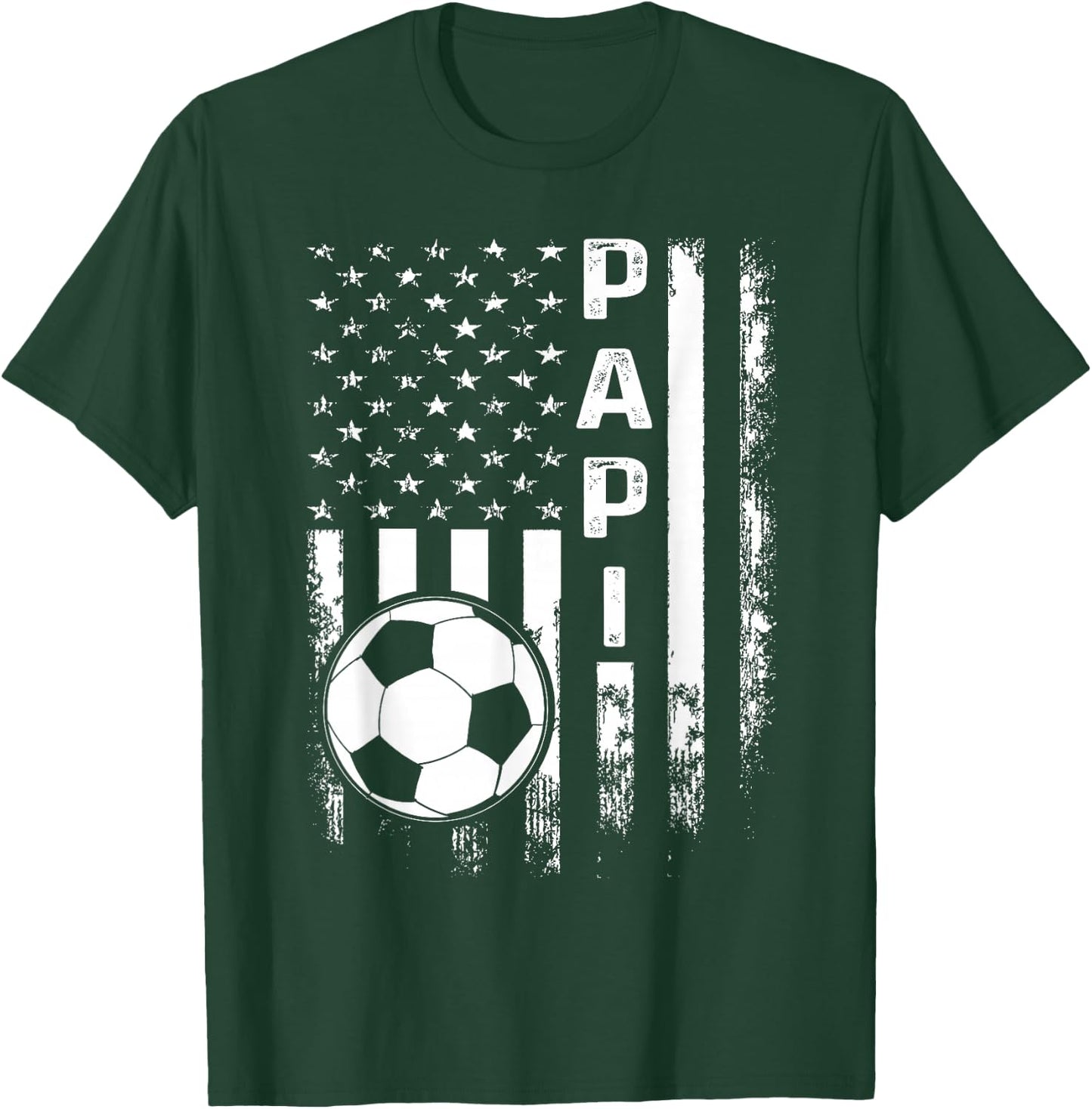 Soccer Papi American Flag Vintage Christmas Xmas T-Shirt - T-Shirt | Forest