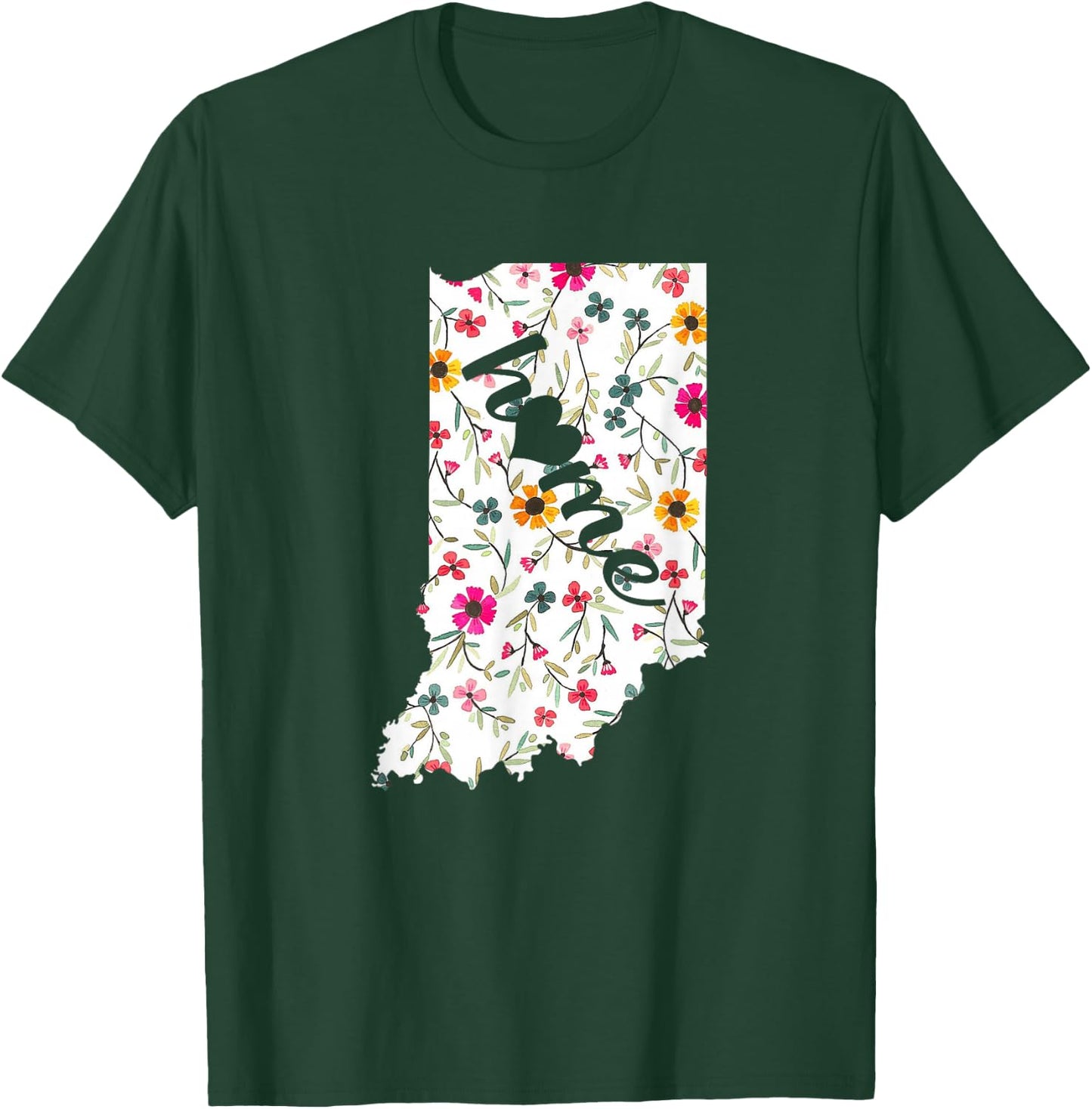 Floral Indiana Home Indiana State in My Heart Shirt T-Shirt - T-Shirt | Forest
