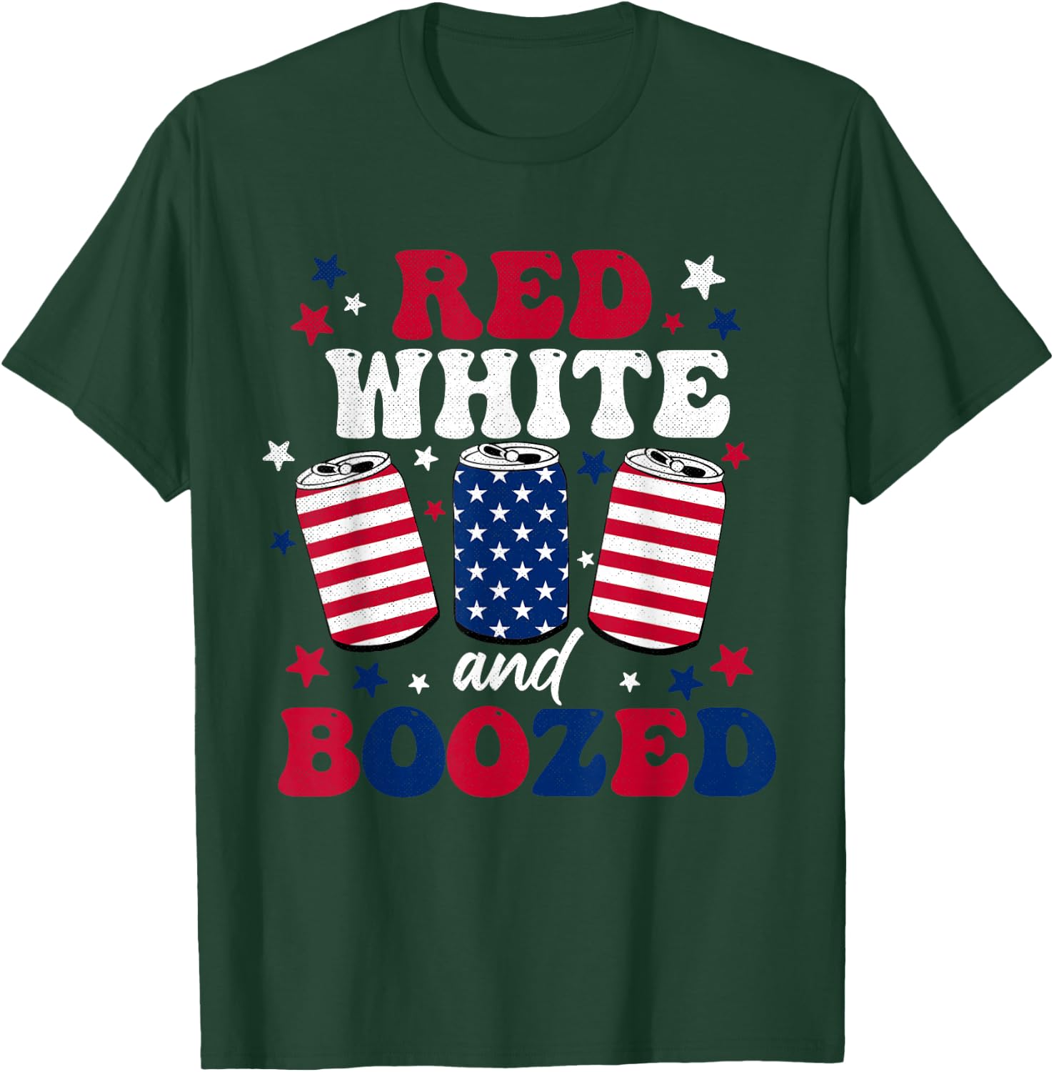 Red White & Boozed July 4th America Flag Patriot USA T-Shirt - T-Shirt | Forest