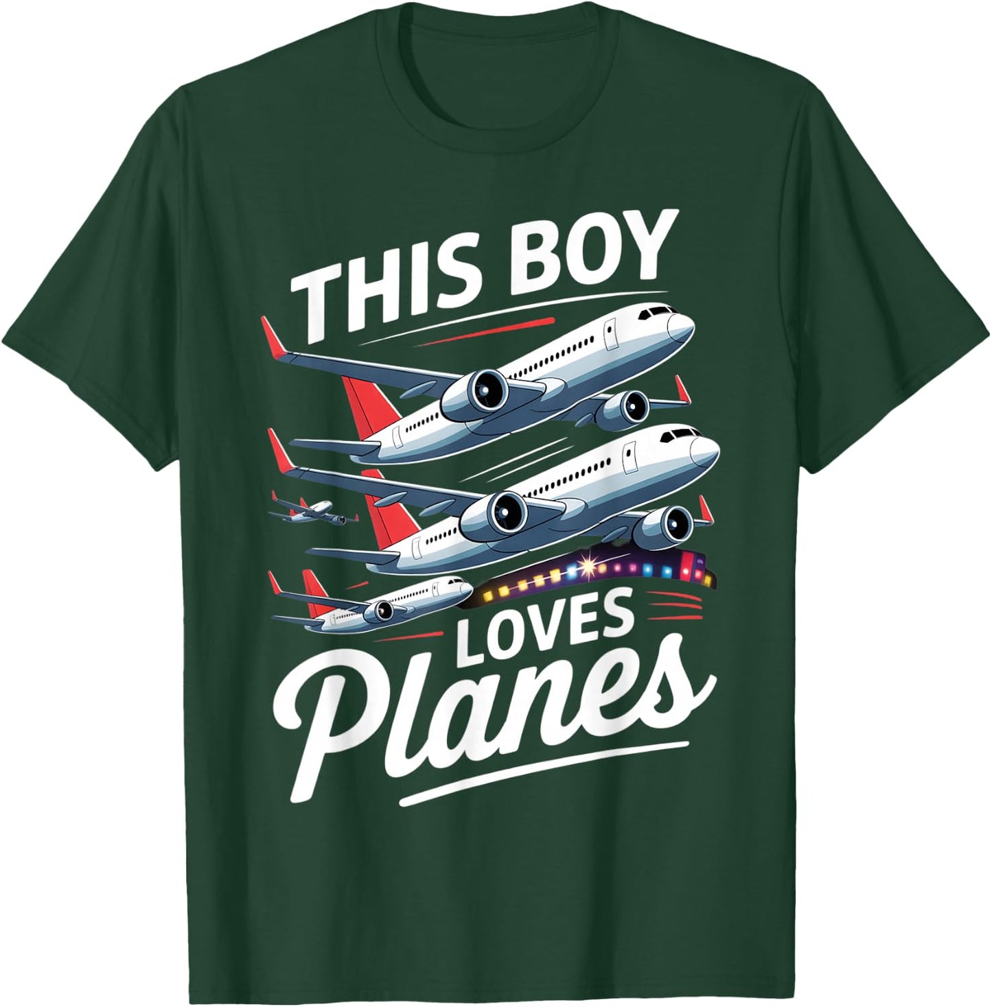 Plane Airplane Pilot Kids Boys Toddler Model Plane Lover T-Shirt - T-Shirt | Forest