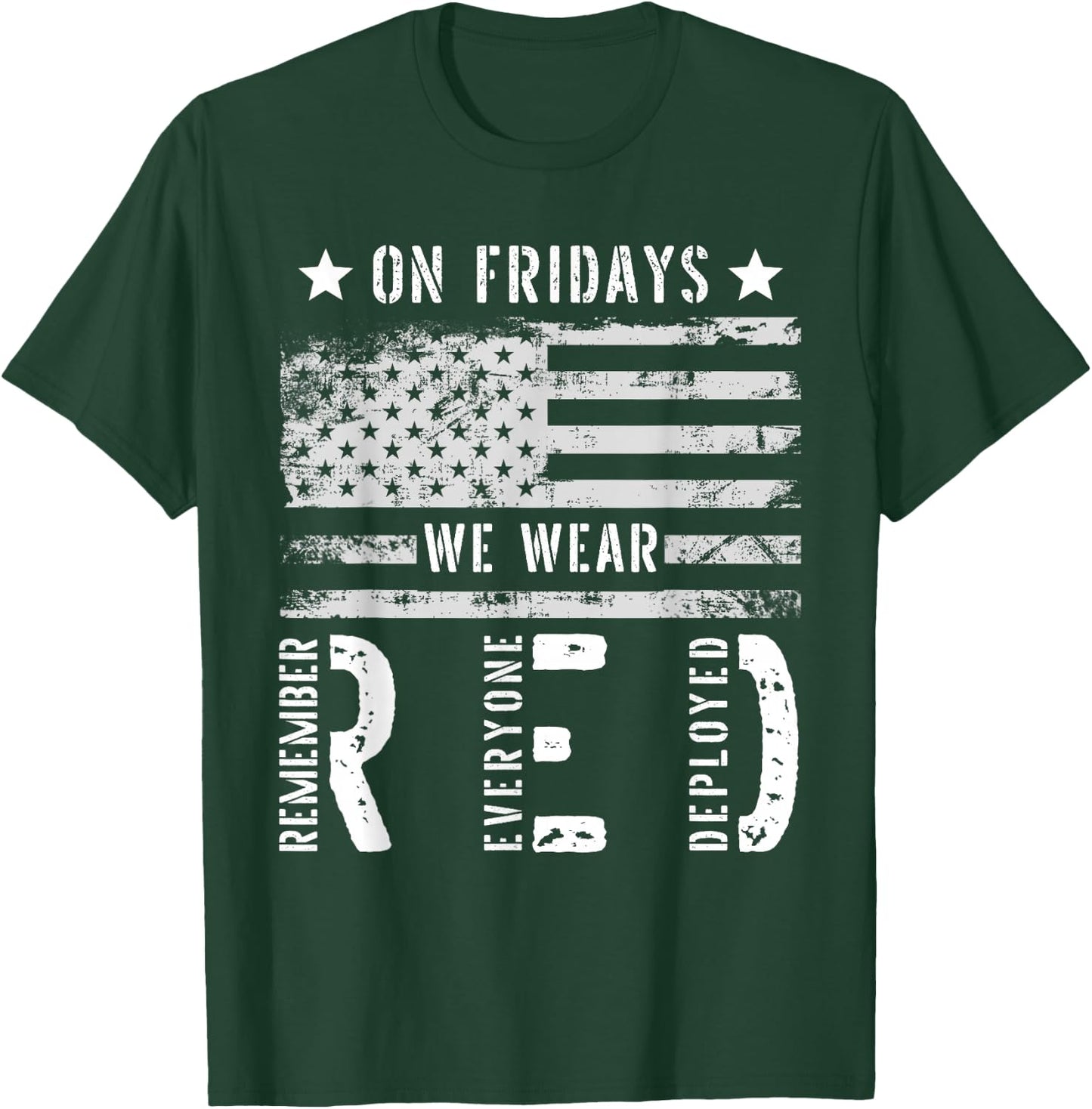 On Friday We Wear Red American Flag Military Supportive T-Shirt - T-Shirt | Forest