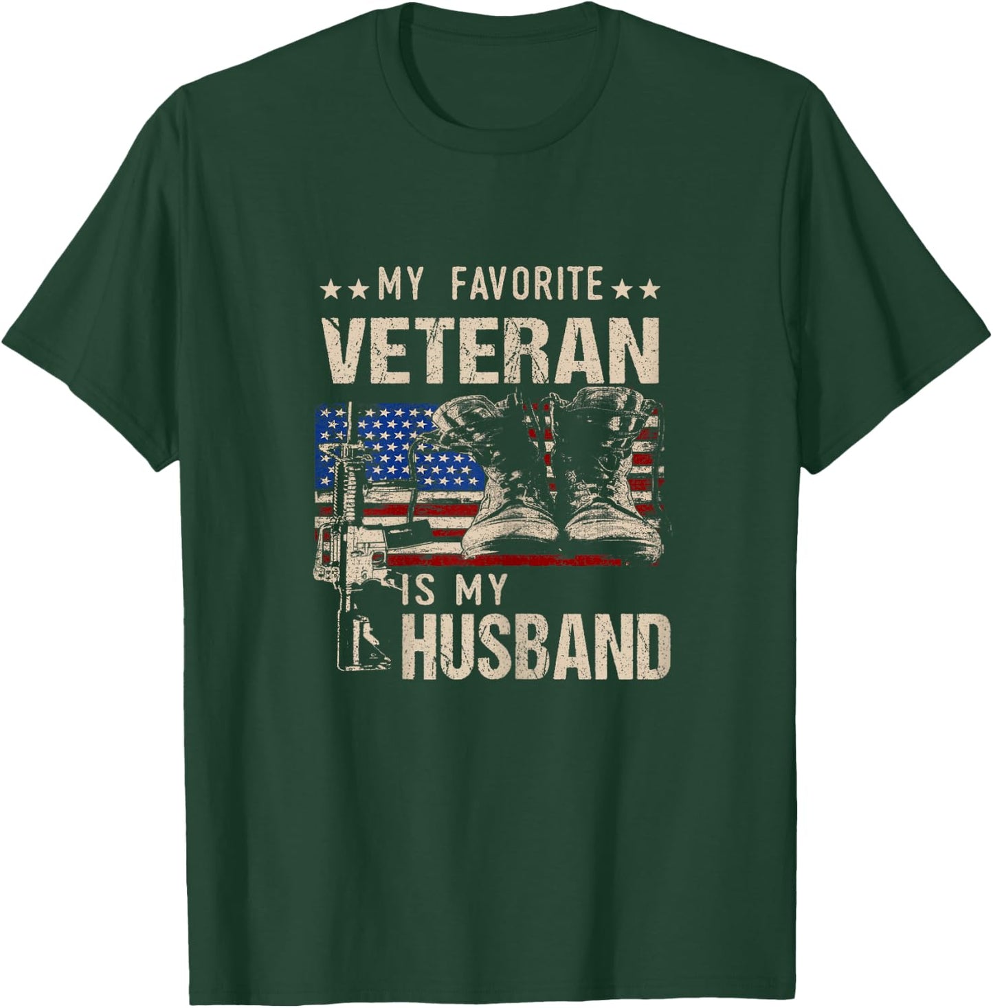 Veterans Wives Shirts My Favorite Veteran is My Husband T-Shirt - T-Shirt | Forest