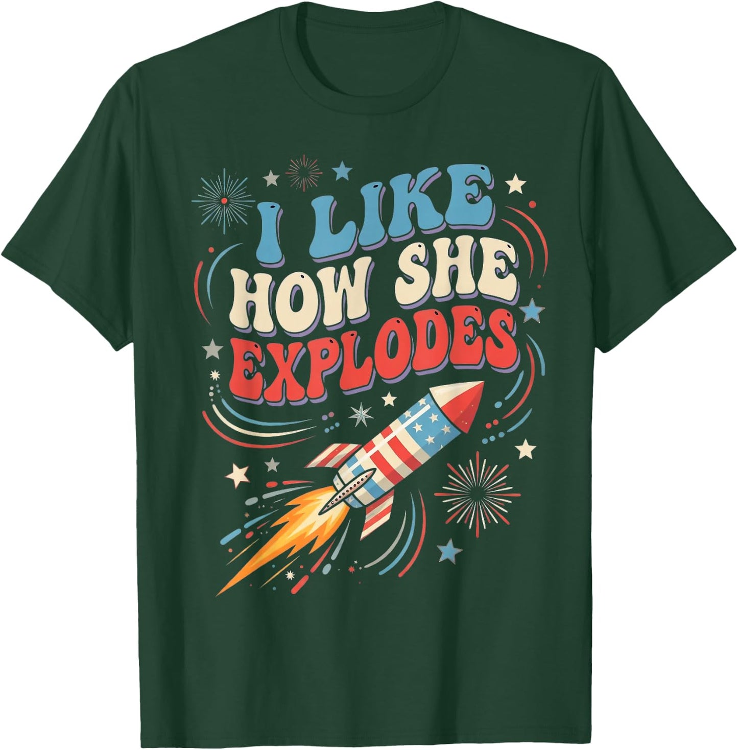 4th of July I Like How She Explodes Funny Couple Match Men T-Shirt - T-Shirt | Forest