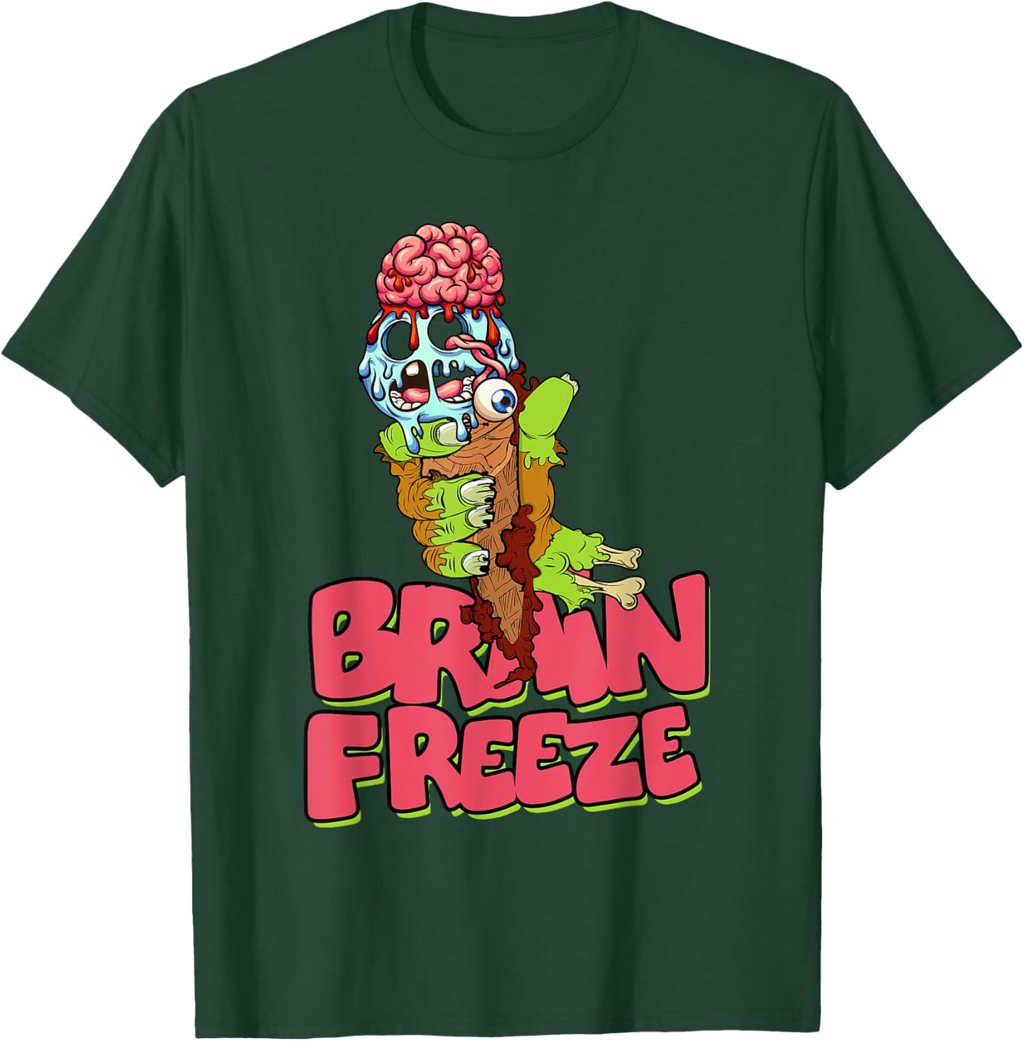 Brain Freeze Scary Zombie Ice Cream Cone Undead Flavor Men Women Kids T-Shirt - T-Shirt | Forest