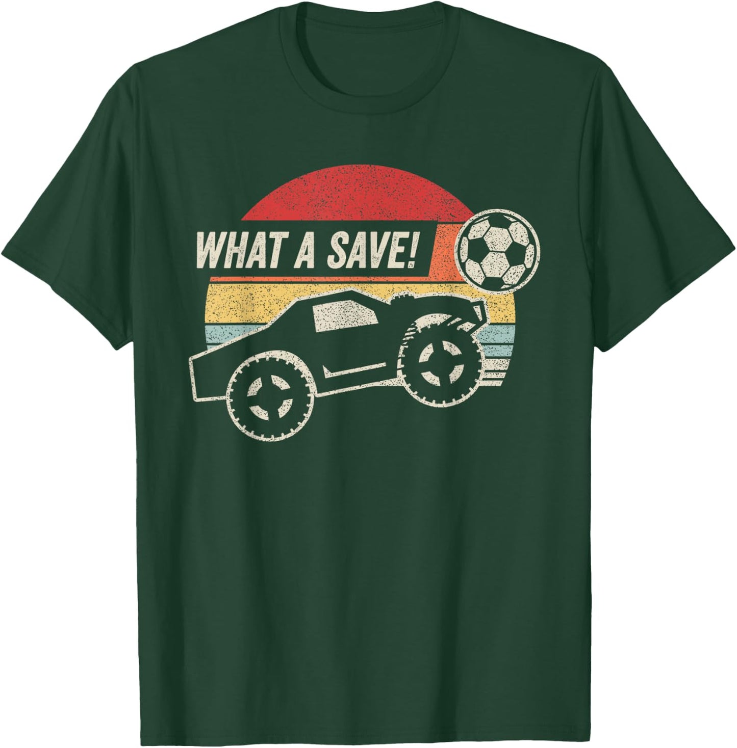 Vintage Retro What a Save! Rocket RC Soccer Car Gamer T-Shirt - T-Shirt | Forest