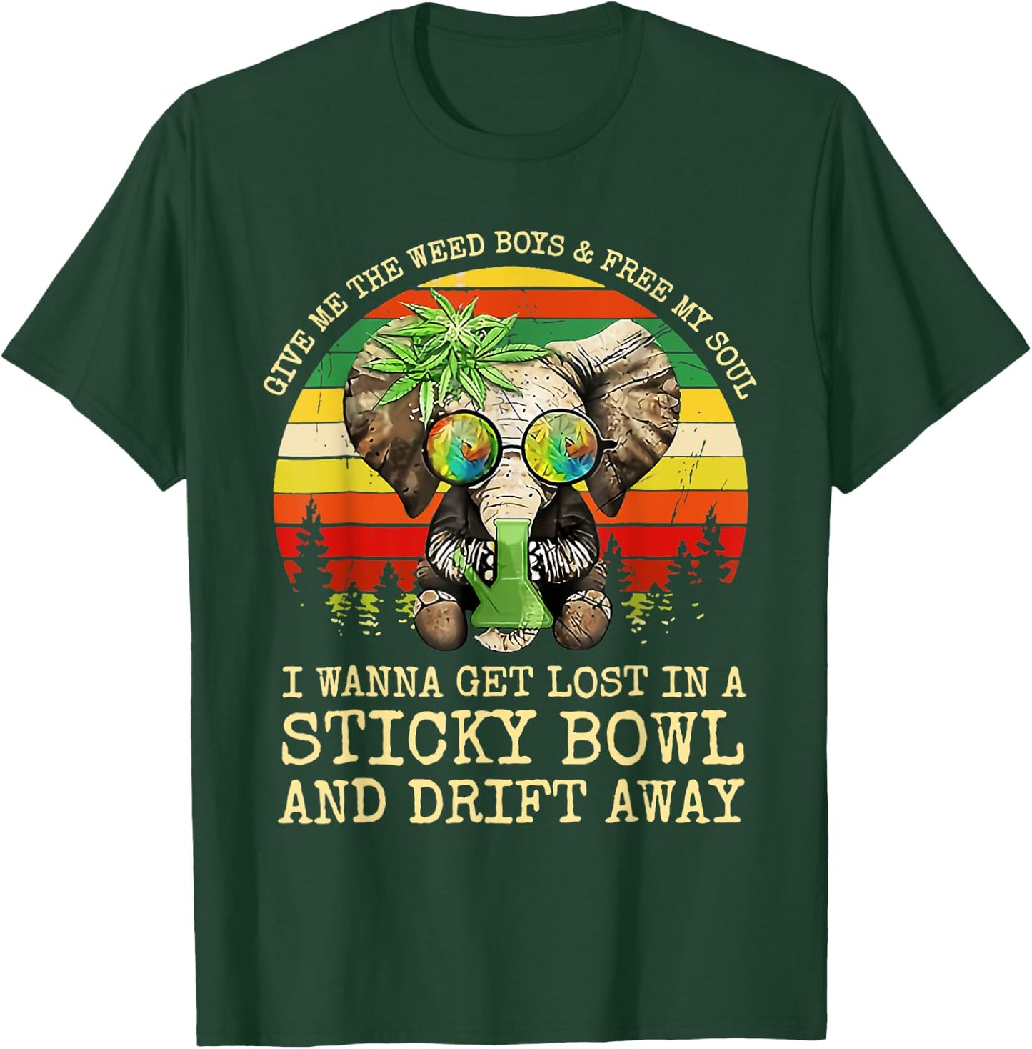 Cool Elephant Smoking Weed Bong Marijuana Cannabis Stoner T-Shirt - T-Shirt | Forest