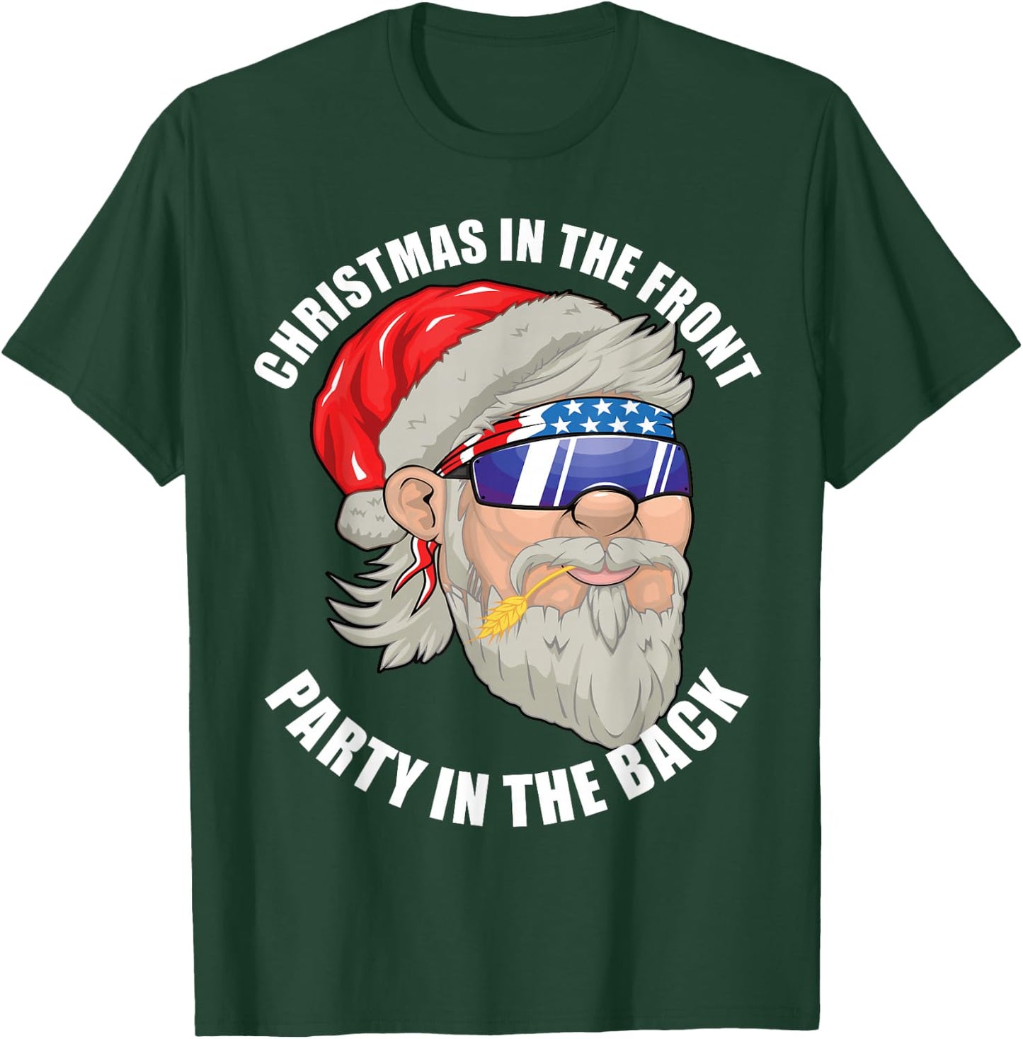 Christmas in the Front Party in the Back US Mullet Santa T-Shirt - T-Shirt | Forest