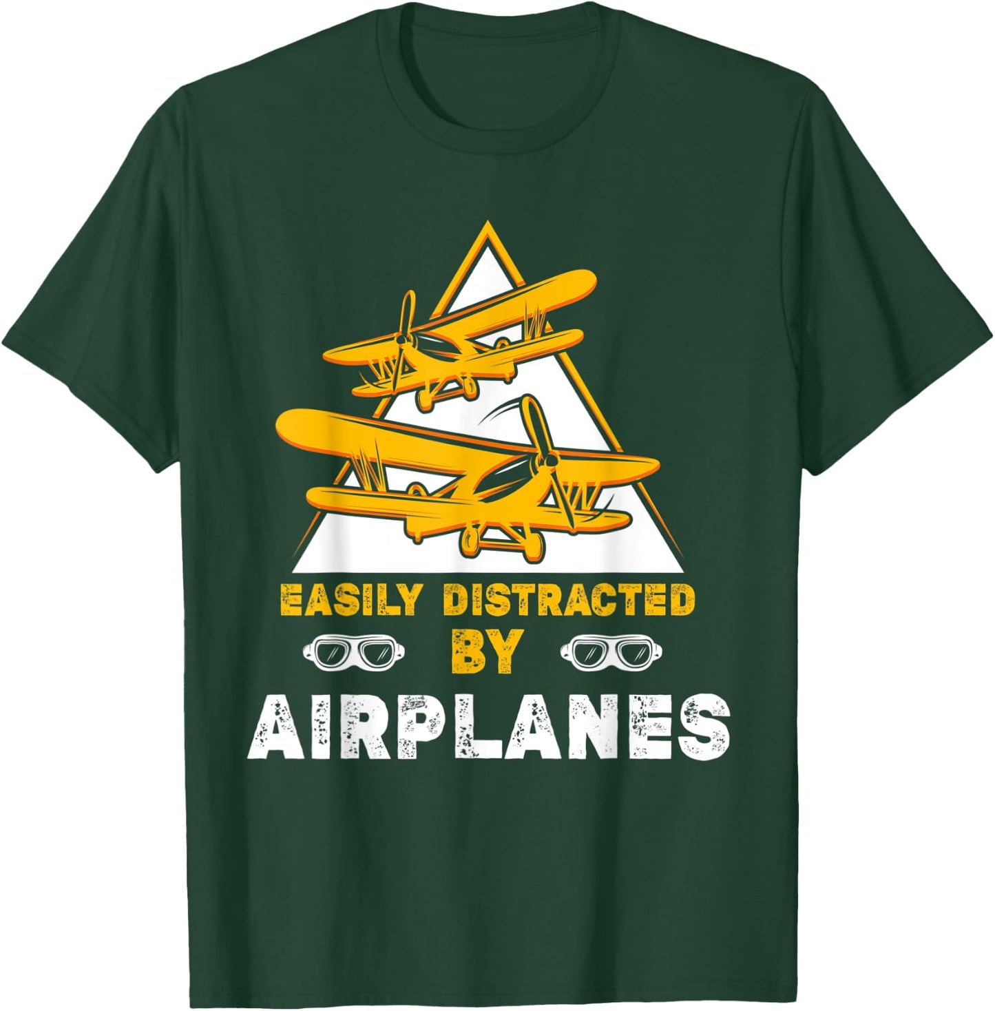 Easily Distracted By Airplanes Funny Airport Plane Lover T-Shirt - T-Shirt | Forest