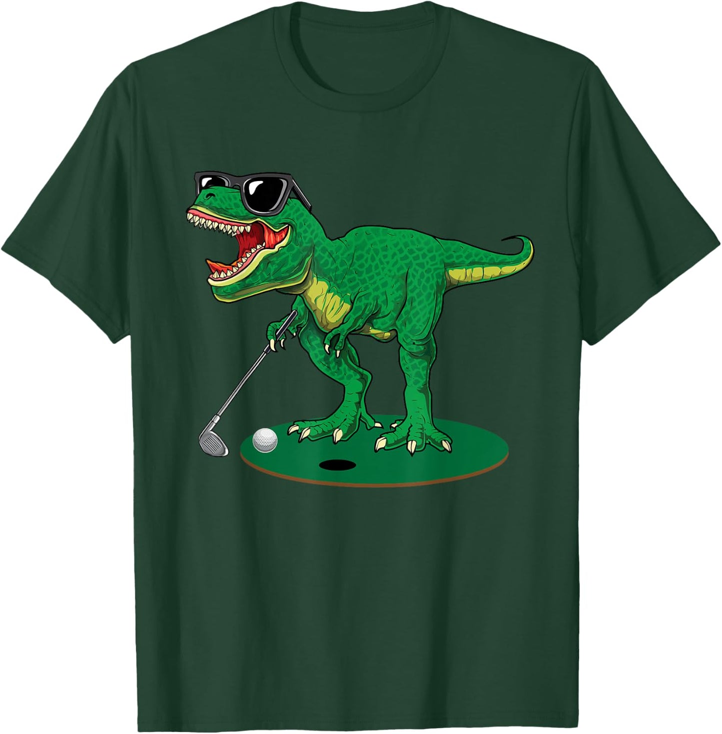 Cute T Rex Dinosaur Boys Golfing Lover Trex Dino Golf Gifts T-Shirt - T-Shirt | Forest