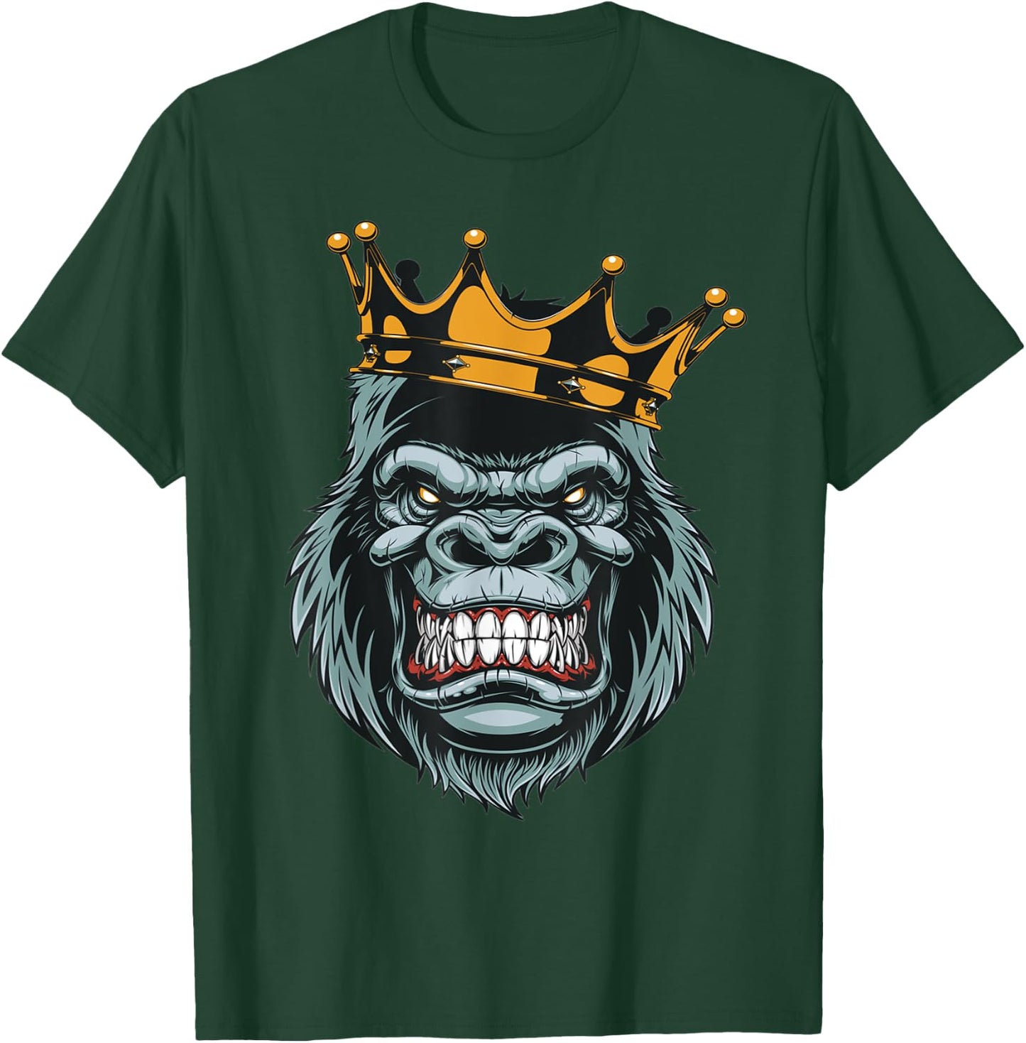 Gorilla King ferocious gorilla on with crown Christmas Gifts T-Shirt - T-Shirt | Forest