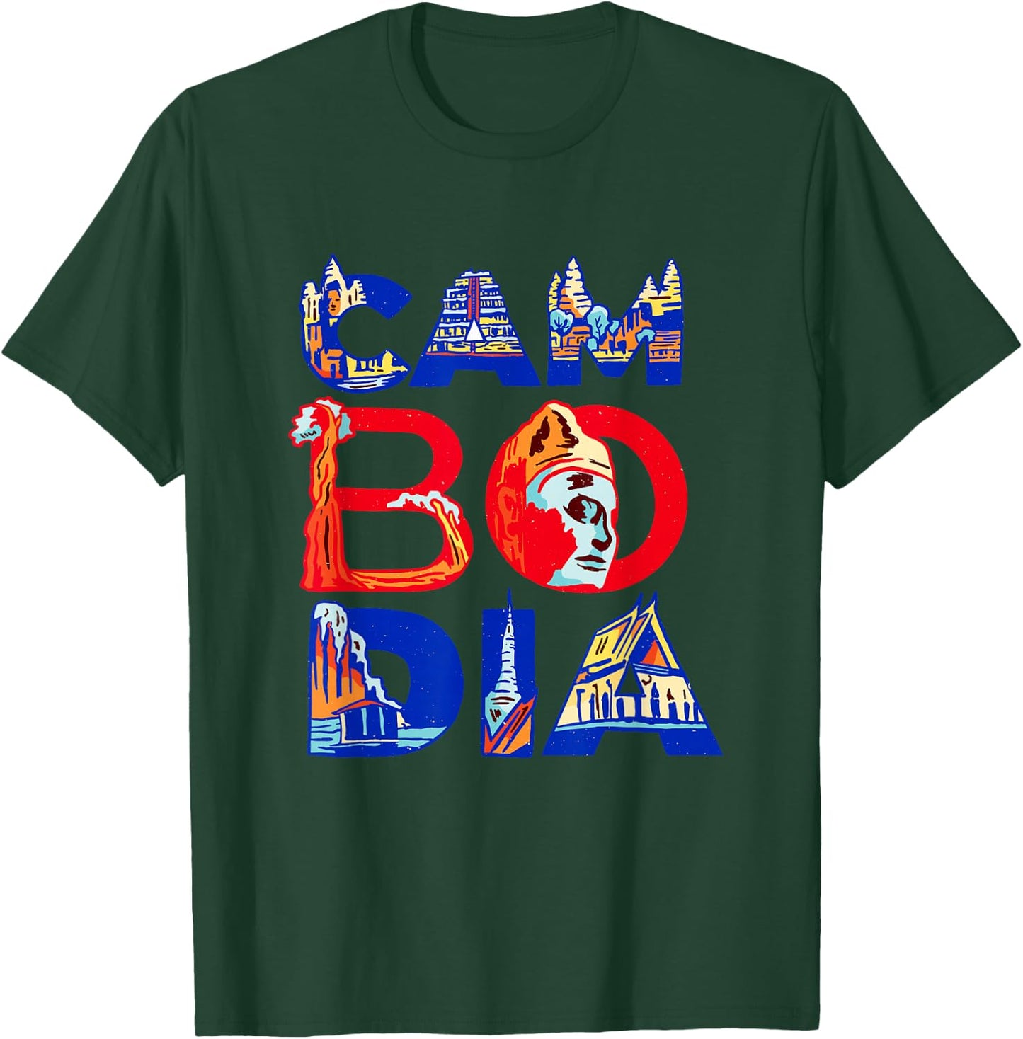 Cambodia Proud Tourist Cambodian Pride Kampuchean Roots T-Shirt - T-Shirt | Forest