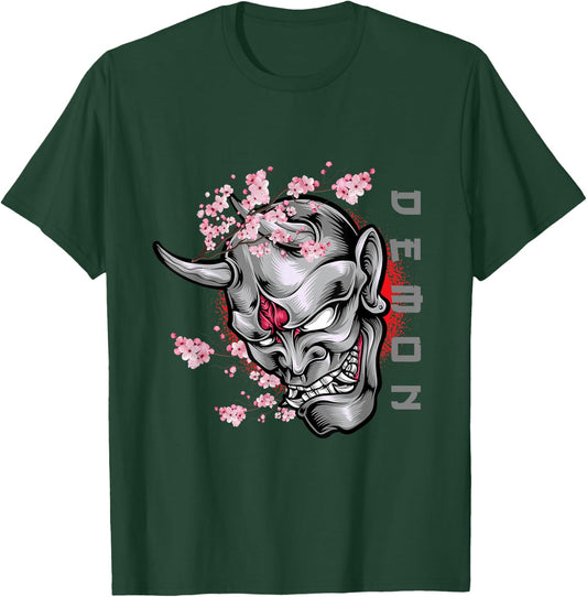 Cool Japanese Demon Oni Face Otaku Anime Style Manga Art T-Shirt - T-Shirt | Forest