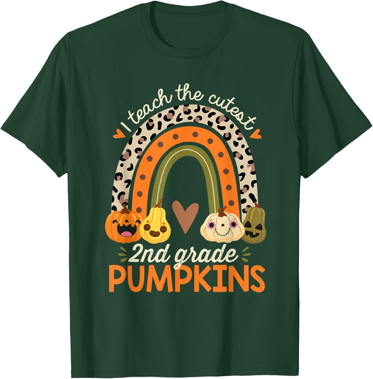 I Teach the Cutest 2nd Grade Pumpkins Halloween Teacher Fall T-Shirt - T-Shirt | Forest