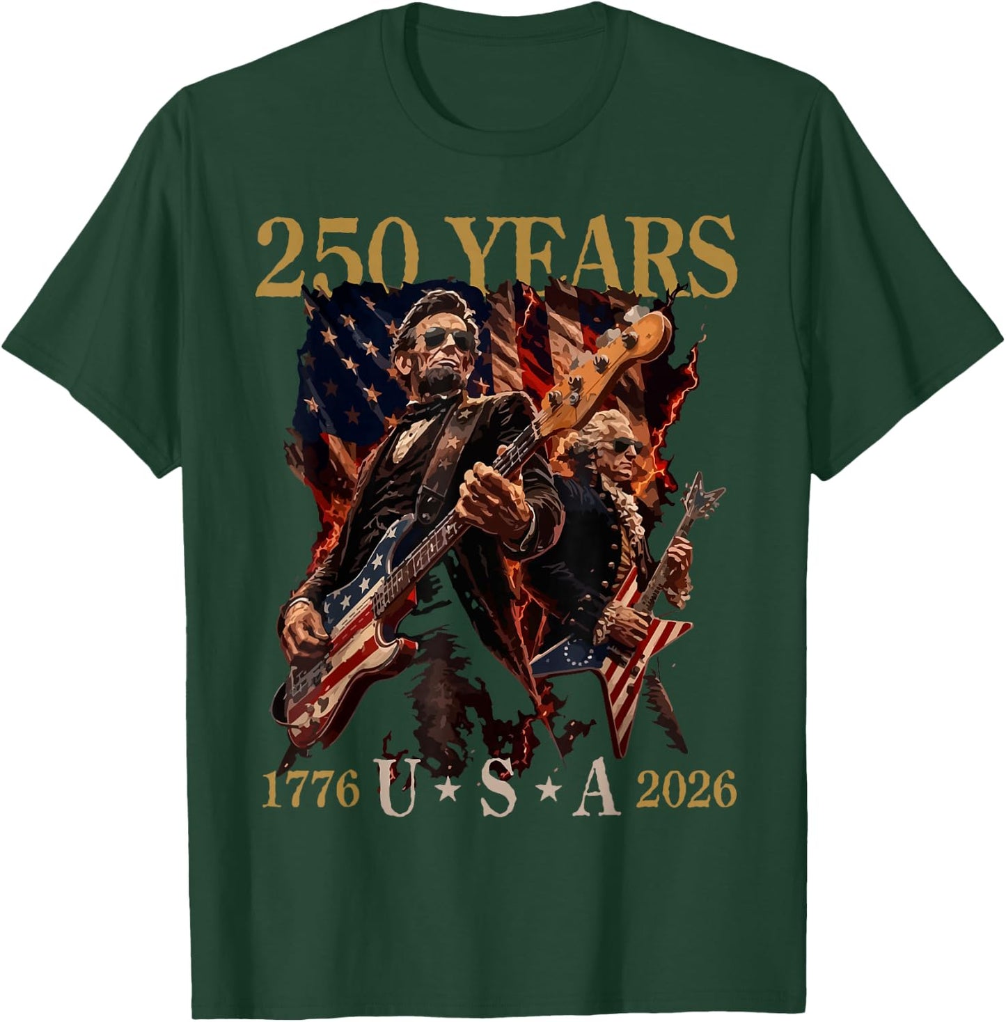 Presidents Abe Lincoln and George Washington Playing Guitar T-Shirt - T-Shirt | Forest
