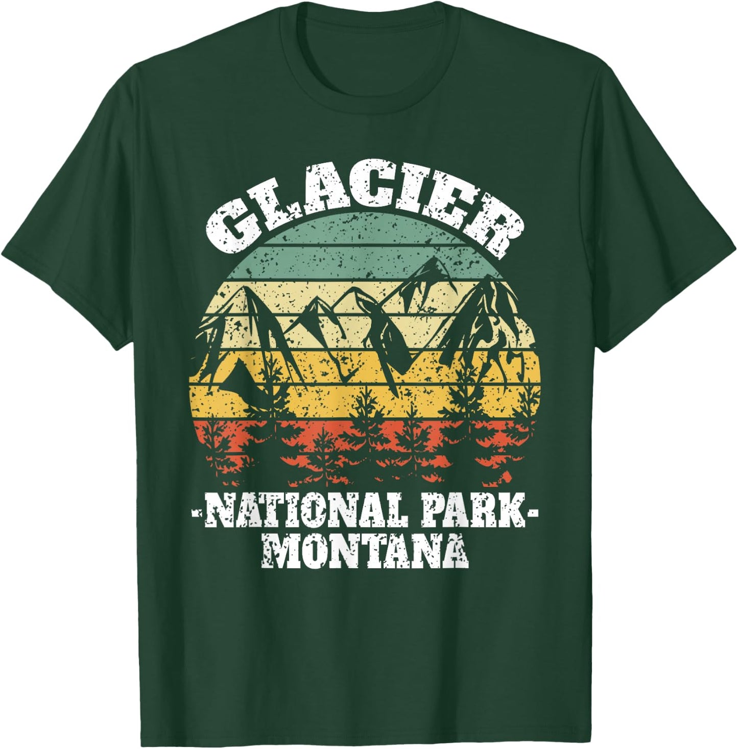 Glacier National Park Montana Retro Vintage T-Shirt - T-Shirt | Forest