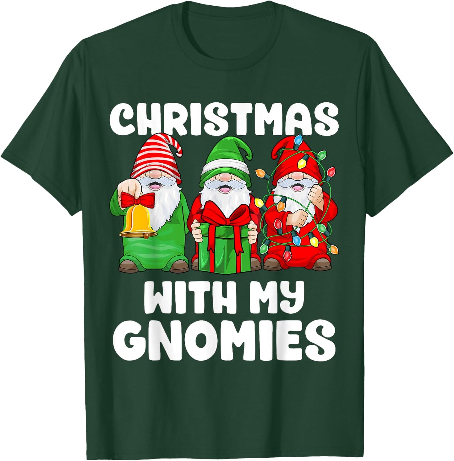 Christmas With My Gnomies Santa Gnome Funny Family Xmas Kids T-Shirt - T-Shirt | Forest