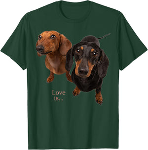 Dachshund Shirt Doxie Mom Dad Love Wiener Dog Puppy Cute T-Shirt - T-Shirt | Forest