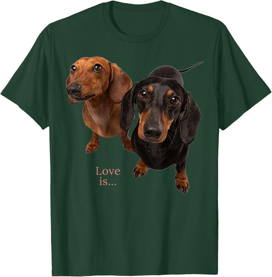 Dachshund Shirt Doxie Mom Dad Love Wiener Dog Puppy Cute T-Shirt - T-Shirt | Forest
