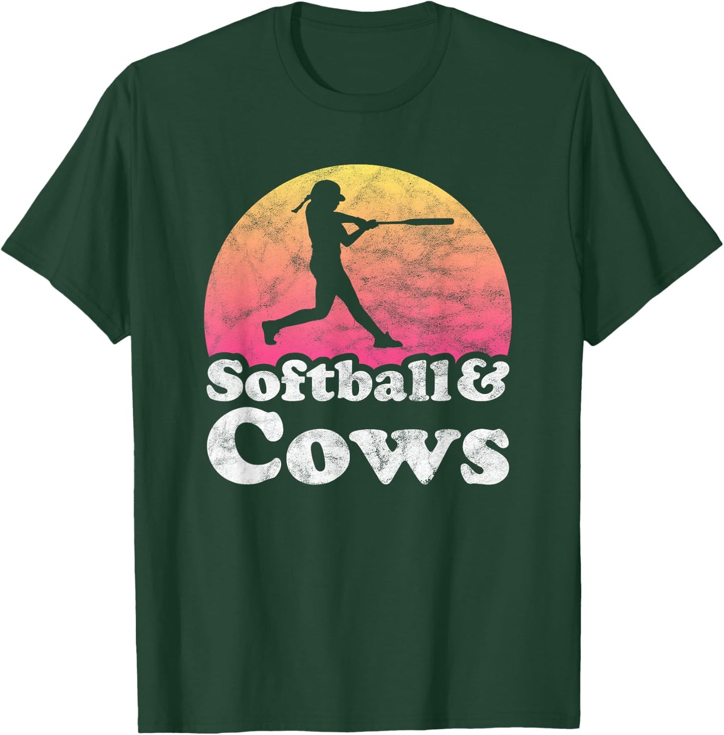 Softball and Cows Women or Girls Cow T-Shirt - T-Shirt | Forest