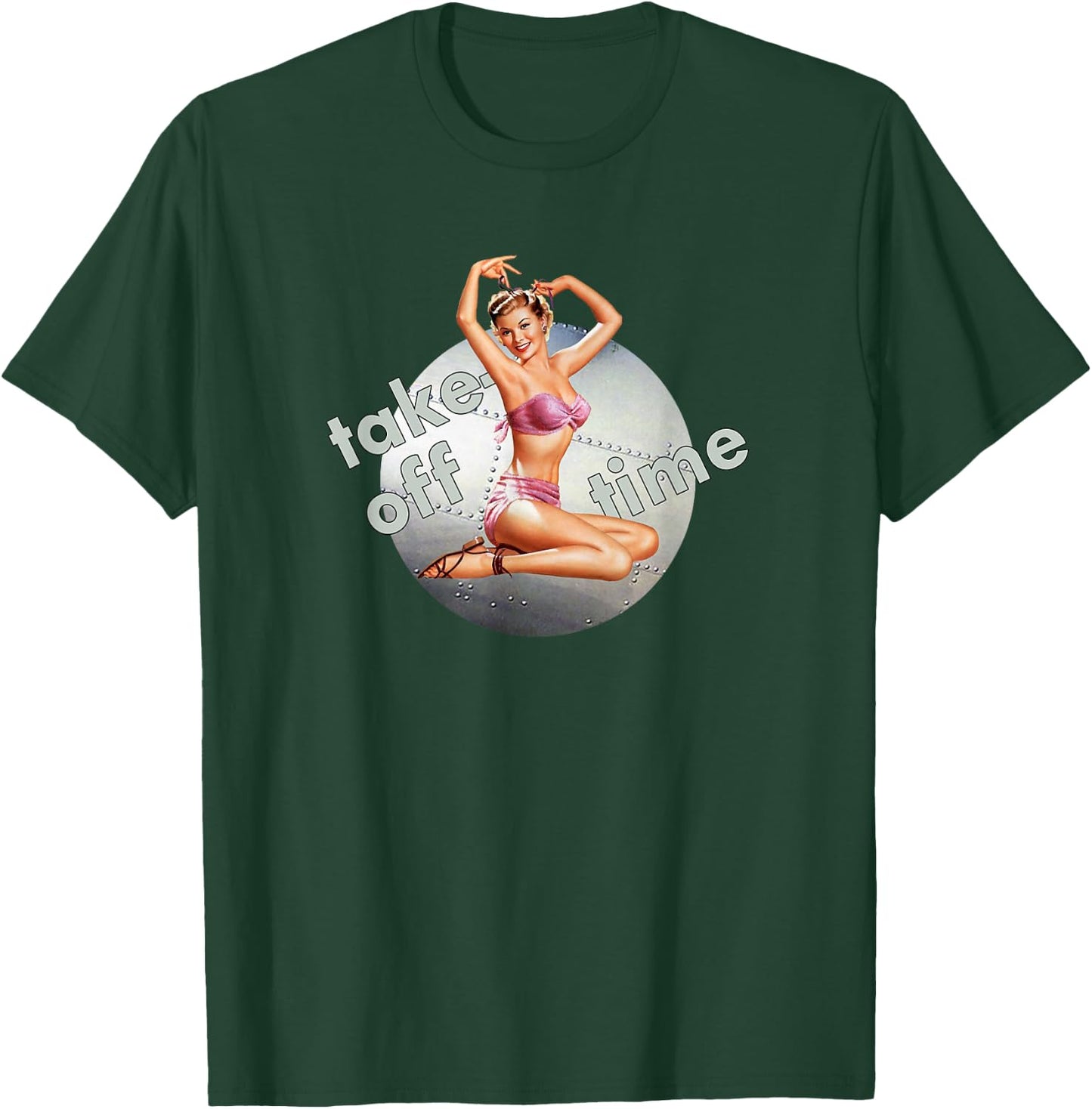 Pin Up Girl Bomber Take Off Time Nose Art WW2 Poster Retro T-Shirt - T-Shirt | Forest