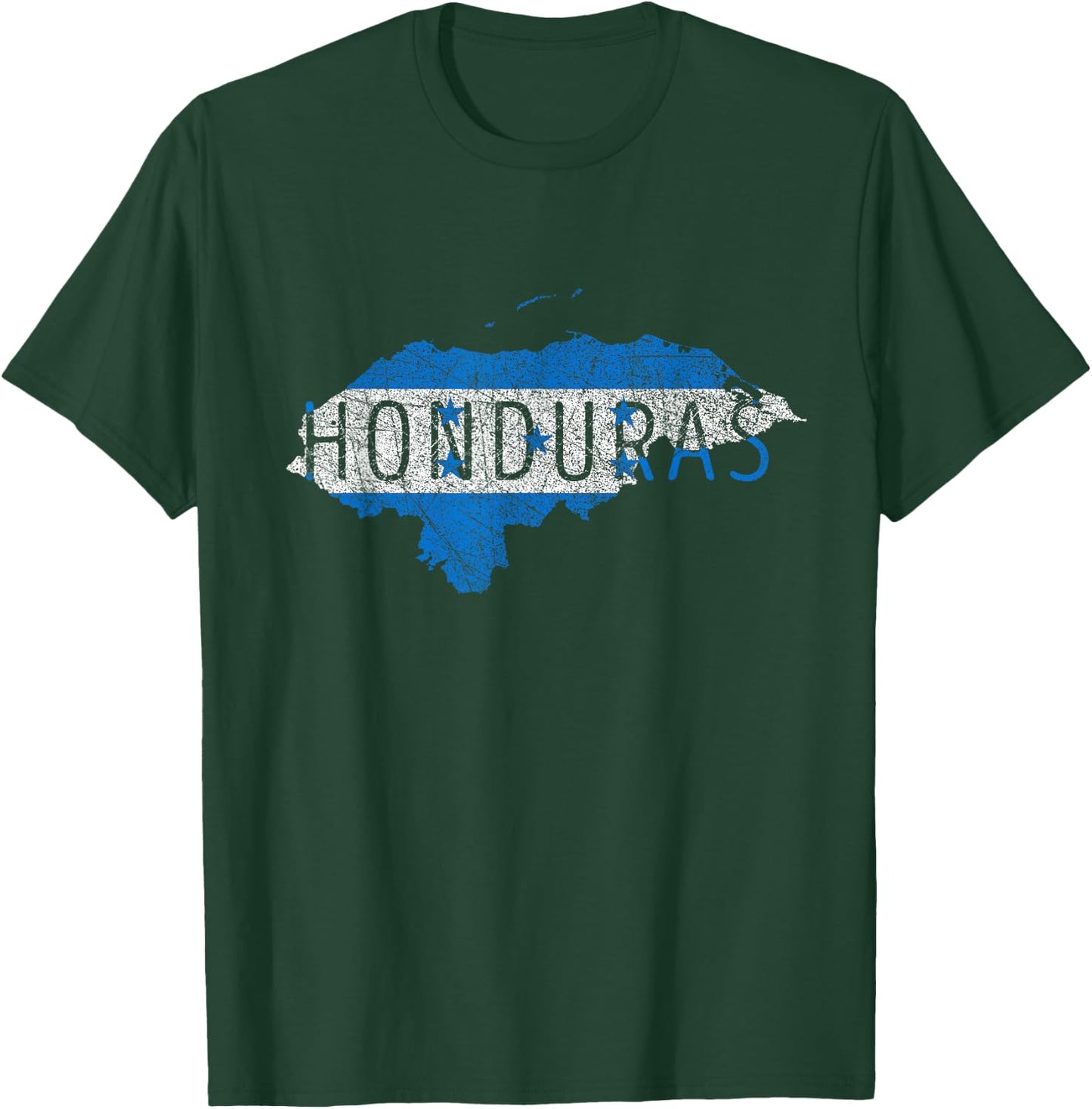 Honduran Map and Flag Souvenir - Distressed Honduras T-Shirt - T-Shirt | Forest