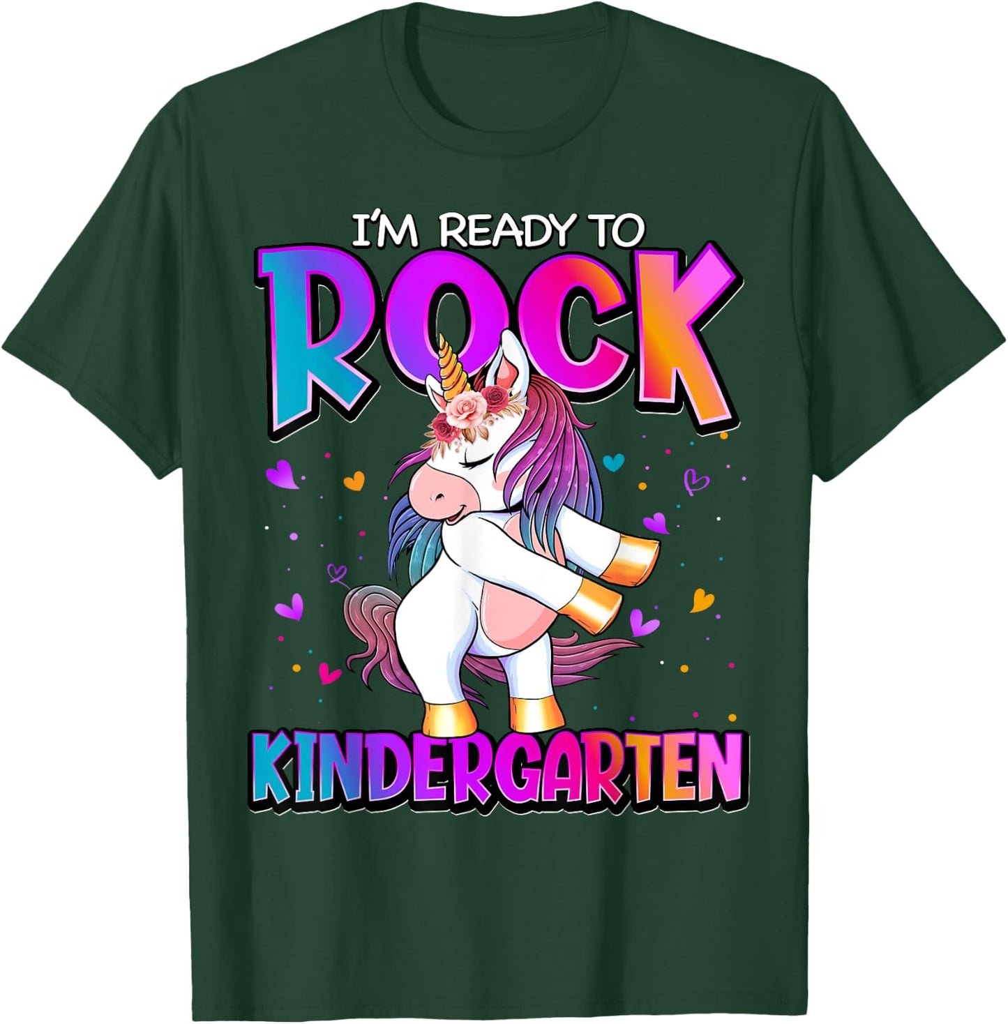I'm Ready To Rock Kindergarten Unicorn Back To School Girls T-Shirt - T-Shirt | Forest