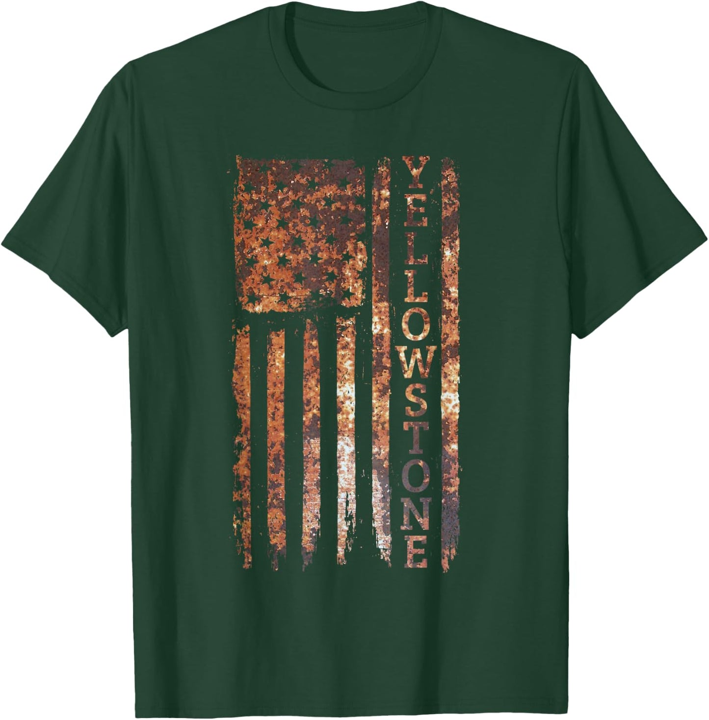 Camping & Glamping Apparel Yellowstone Patriotic , -Adults & -Kids, Black, Small, Short Sleeve T-Shirt - T-Shirt | Forest