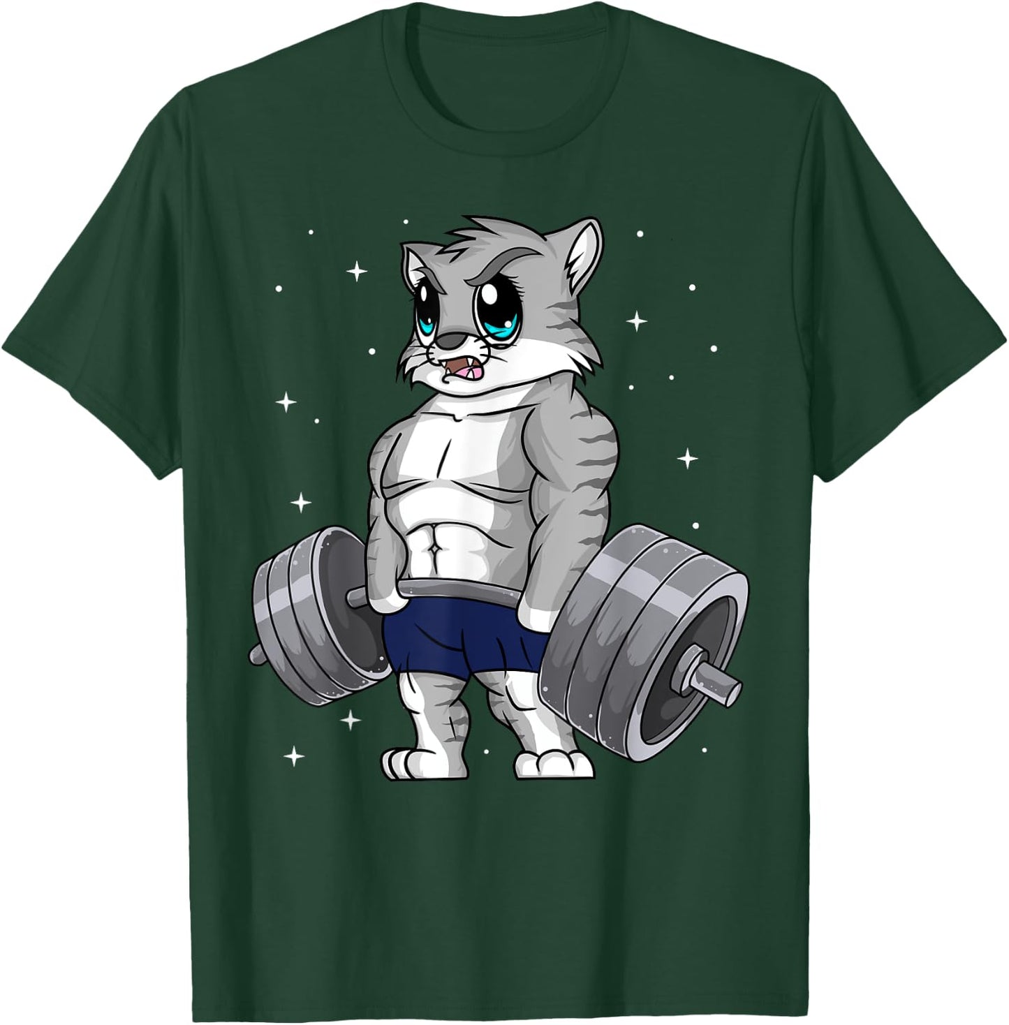 Cat Weightlifting Fitness Workout Women Men T-Shirt - T-Shirt | Forest