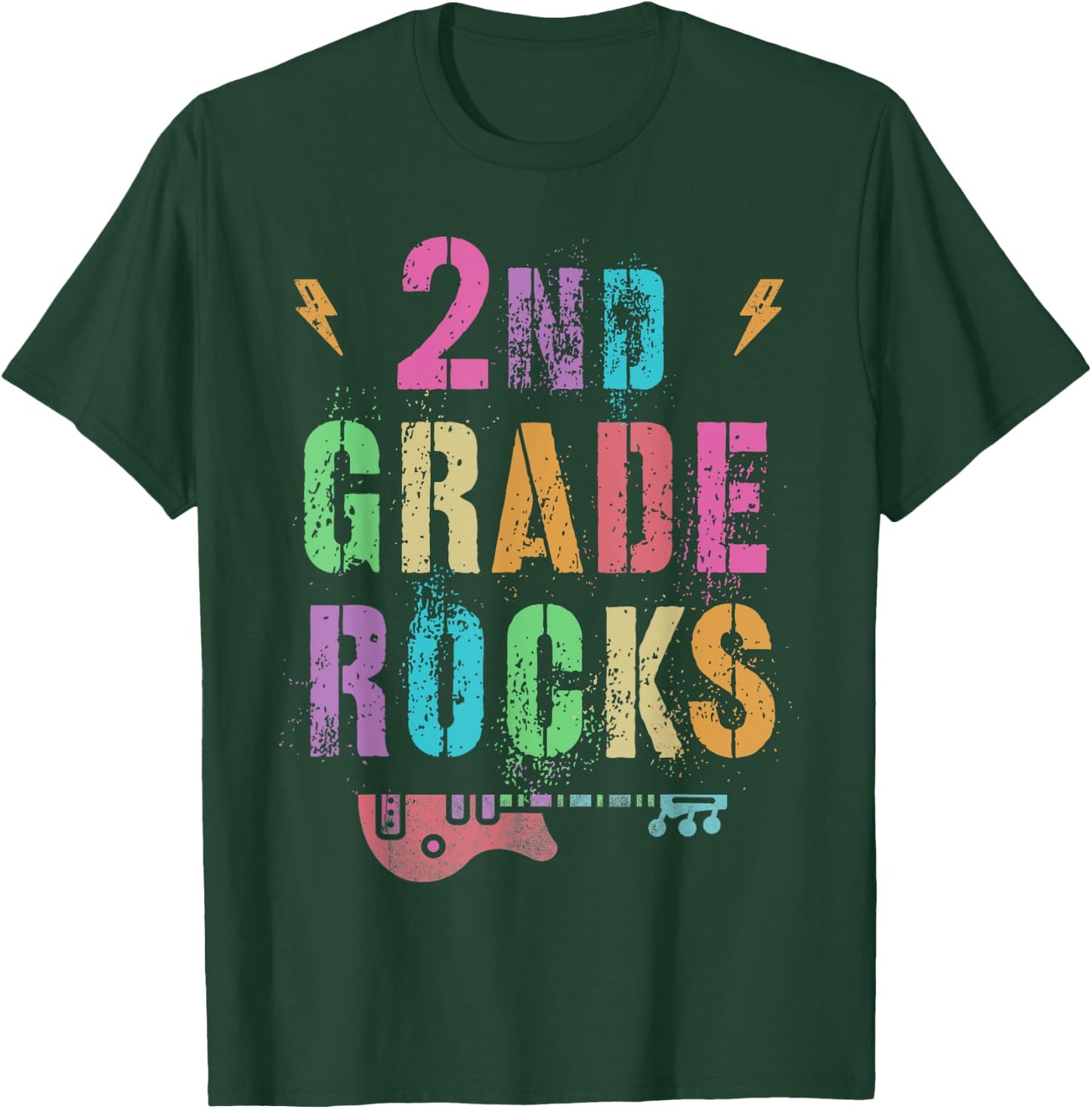 2nd GRADE ROCKS Teacher SECOND Grader Rockstar Team Vintage T-Shirt - T-Shirt | Forest