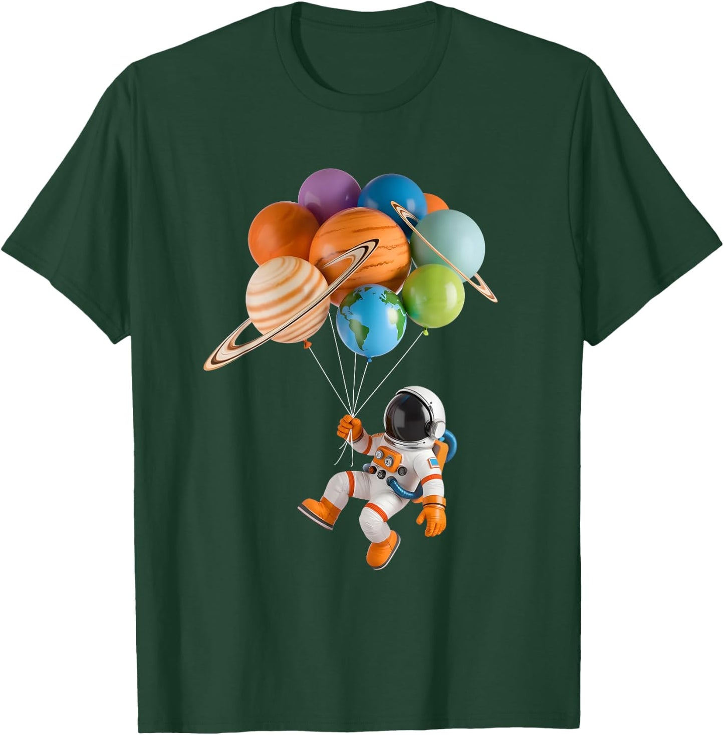 Astronaut Planet Balloons Solar-System Space Kids Astronomy T-Shirt - T-Shirt | Forest