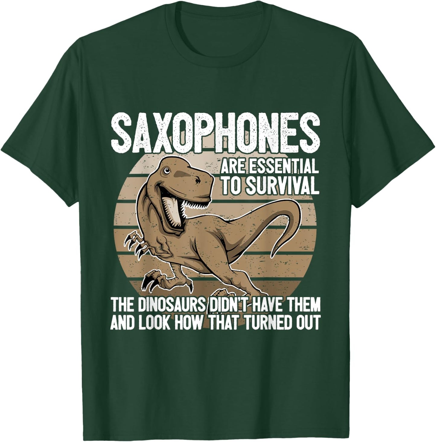 Saxophonist Saxist Sax Dinosaurs Saxophone T-Shirt - T-Shirt | Forest