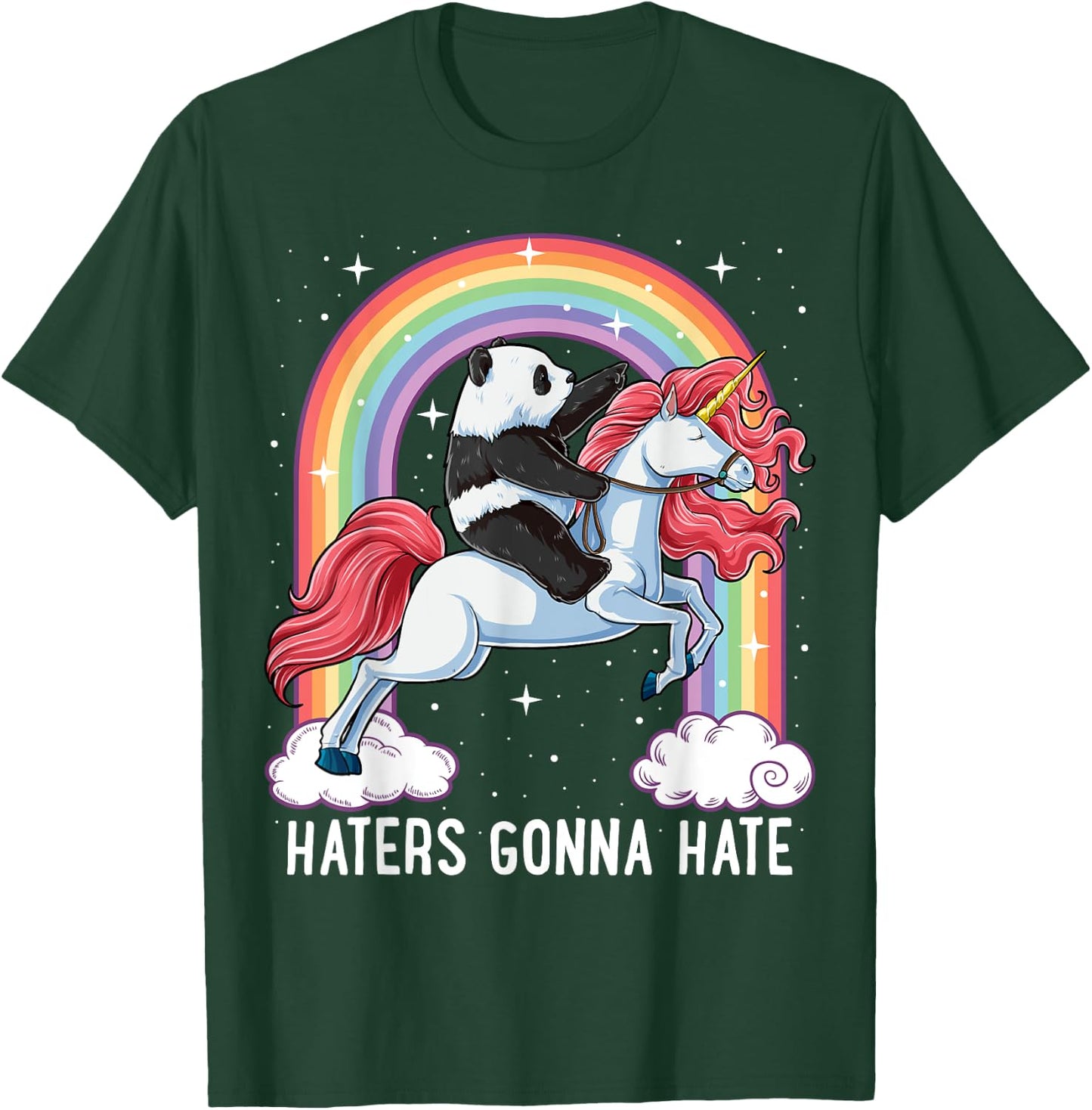 Panda Riding Unicorn Funny Haters Gonna Hate Pandicorn Girls T-Shirt - T-Shirt | Forest