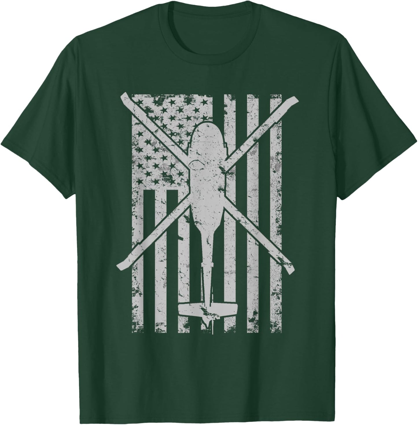 UH-60 Black Hawk Military Helicopter Patriotic Flag T-Shirt - T-Shirt | Forest