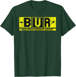 BUR Hollywood Burbank Airport Taxiway Sign Pilot Vintage T-Shirt - T-Shirt | Forest