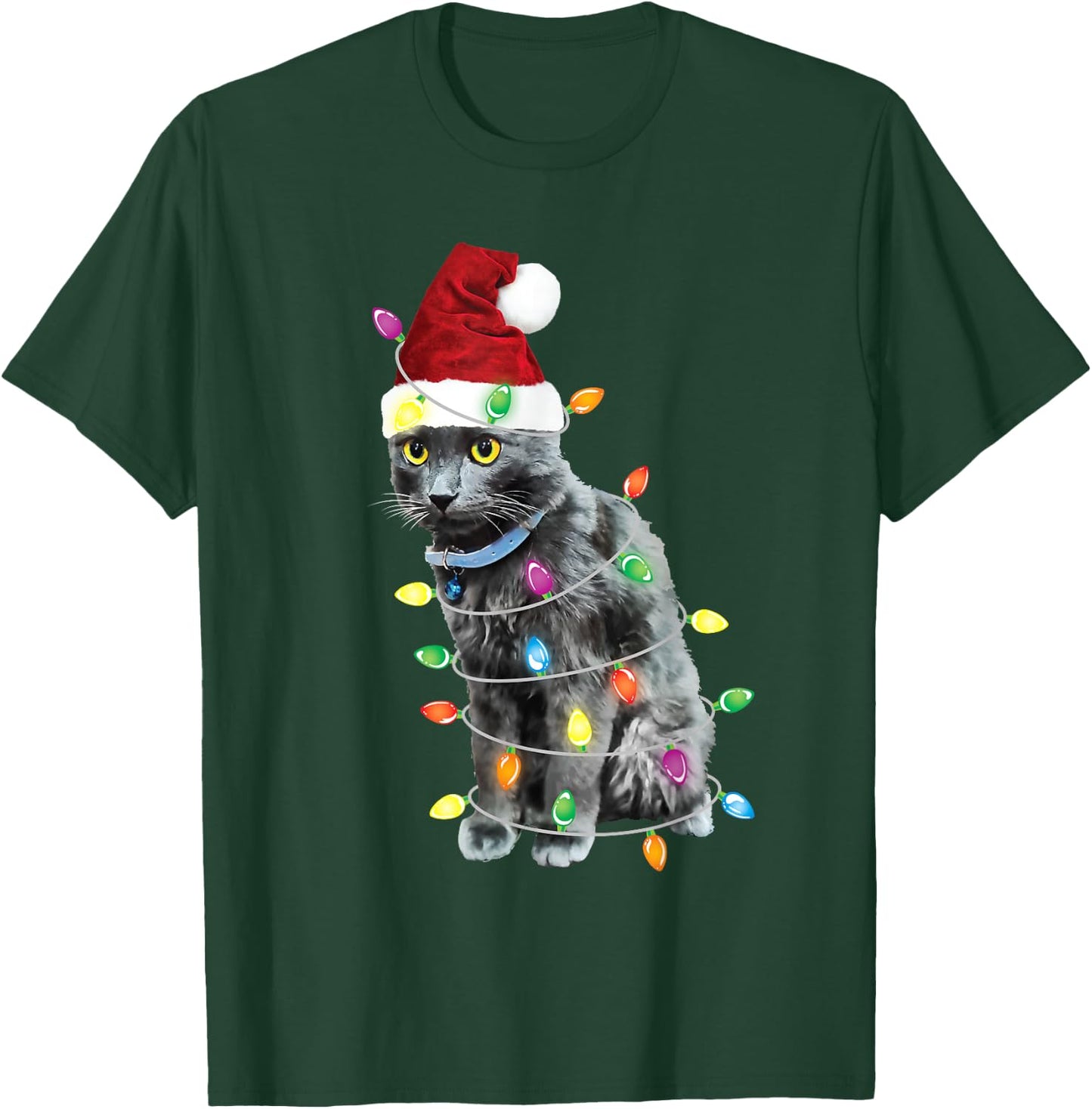 Black Cat Christmas Shirt Funny Christmas Tree T-Shirt - T-Shirt | Forest