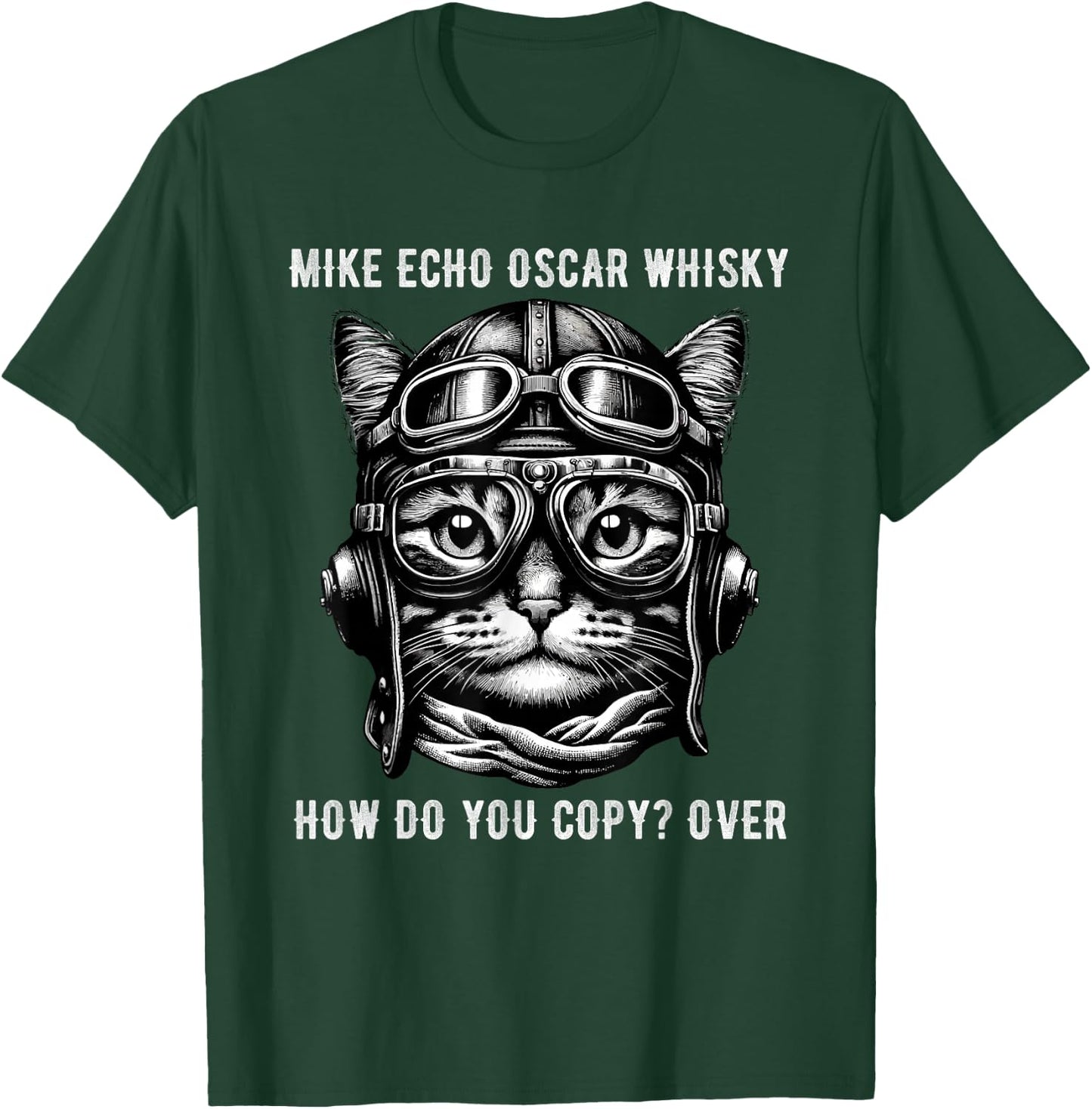 Cat-Mike Echo-Oscar Whisky Vintage Pilot Communication T-Shirt - T-Shirt | Forest