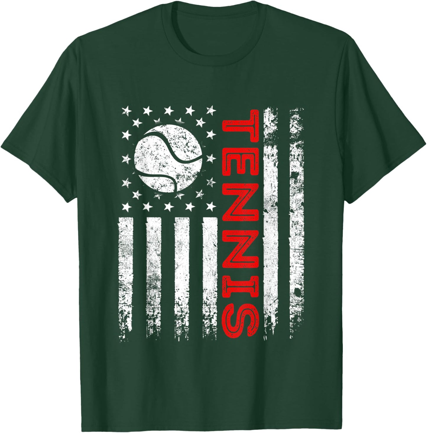Distressed American Flag Tennis Patriotic 4th Of July T-Shirt - T-Shirt | Forest