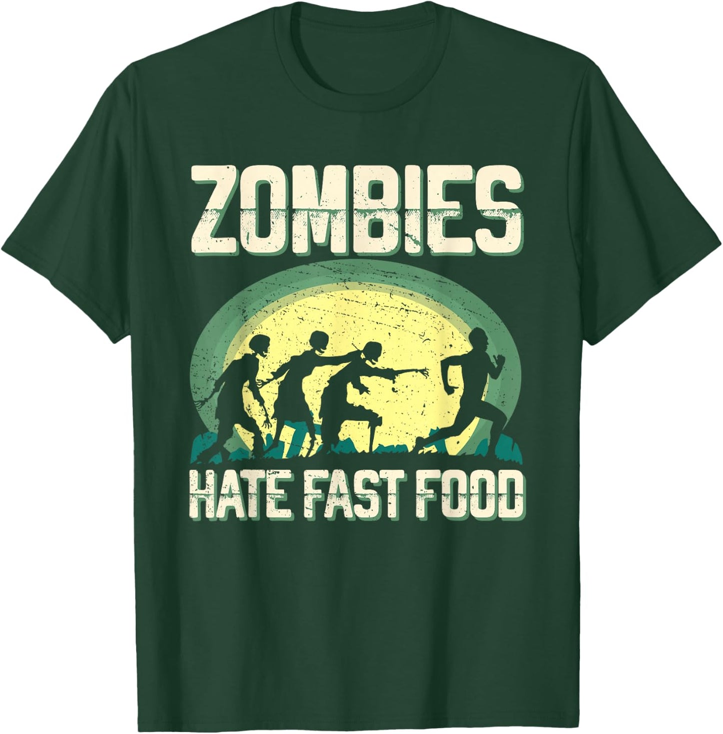 Zombie Hate Fast Food Runner Marathon Apparel T-Shirt - T-Shirt | Forest