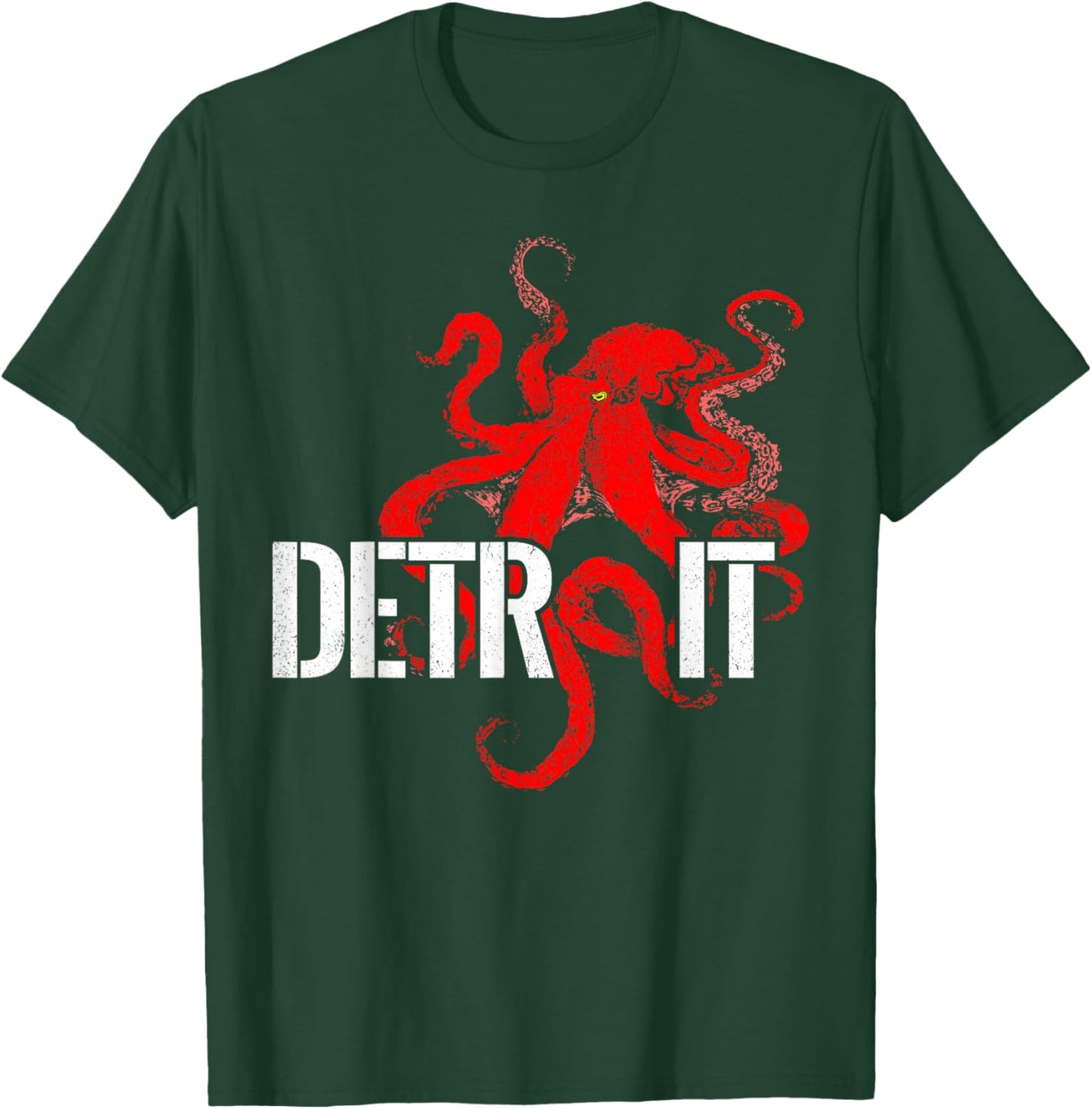 Detroit Downtown Motor City Octopus Kraken Souvenir Hockey T-Shirt - T-Shirt | Forest