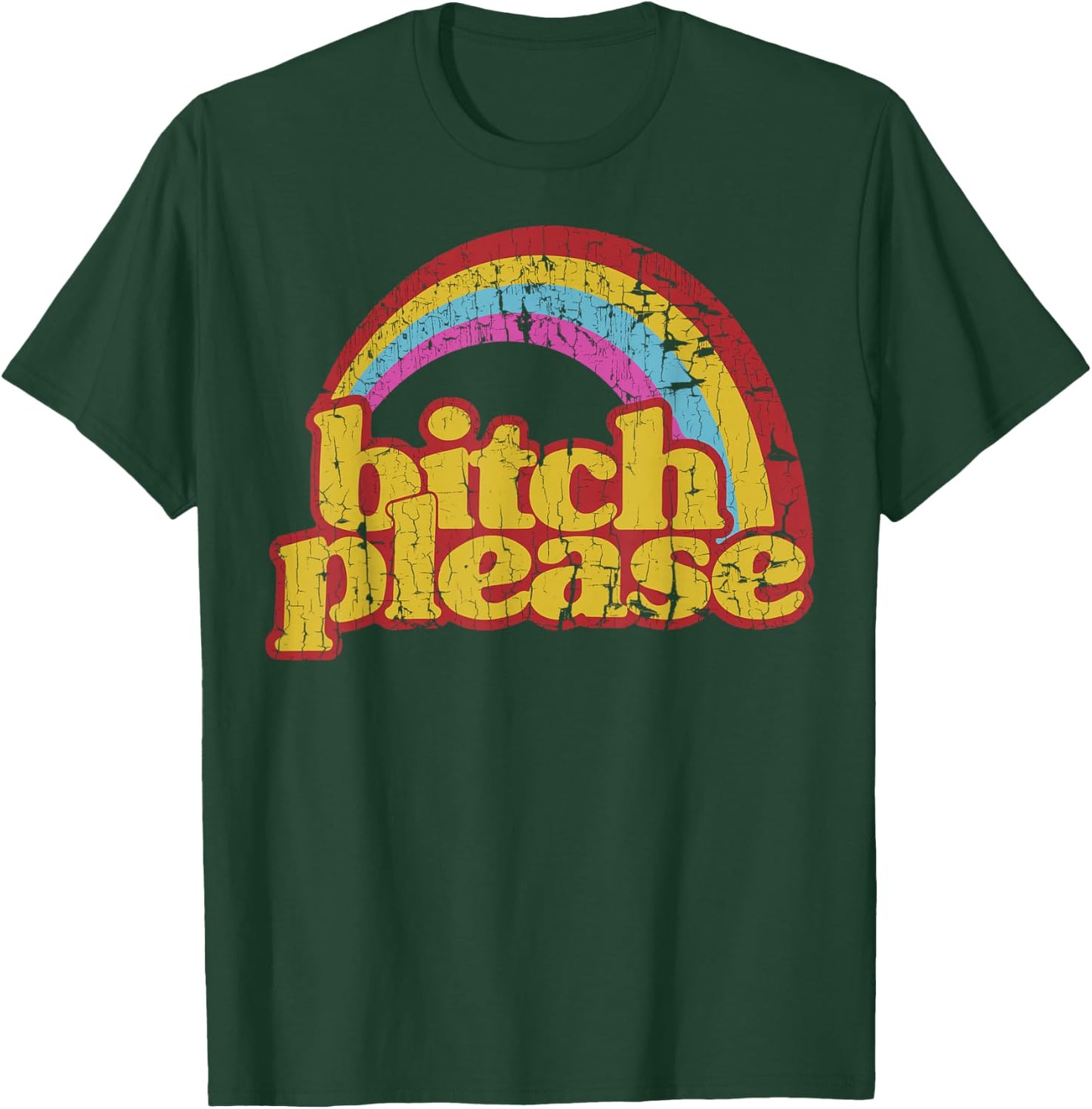 Funny Vintage Distressed Rainbow Bitch Please T-Shirt - T-Shirt | Forest