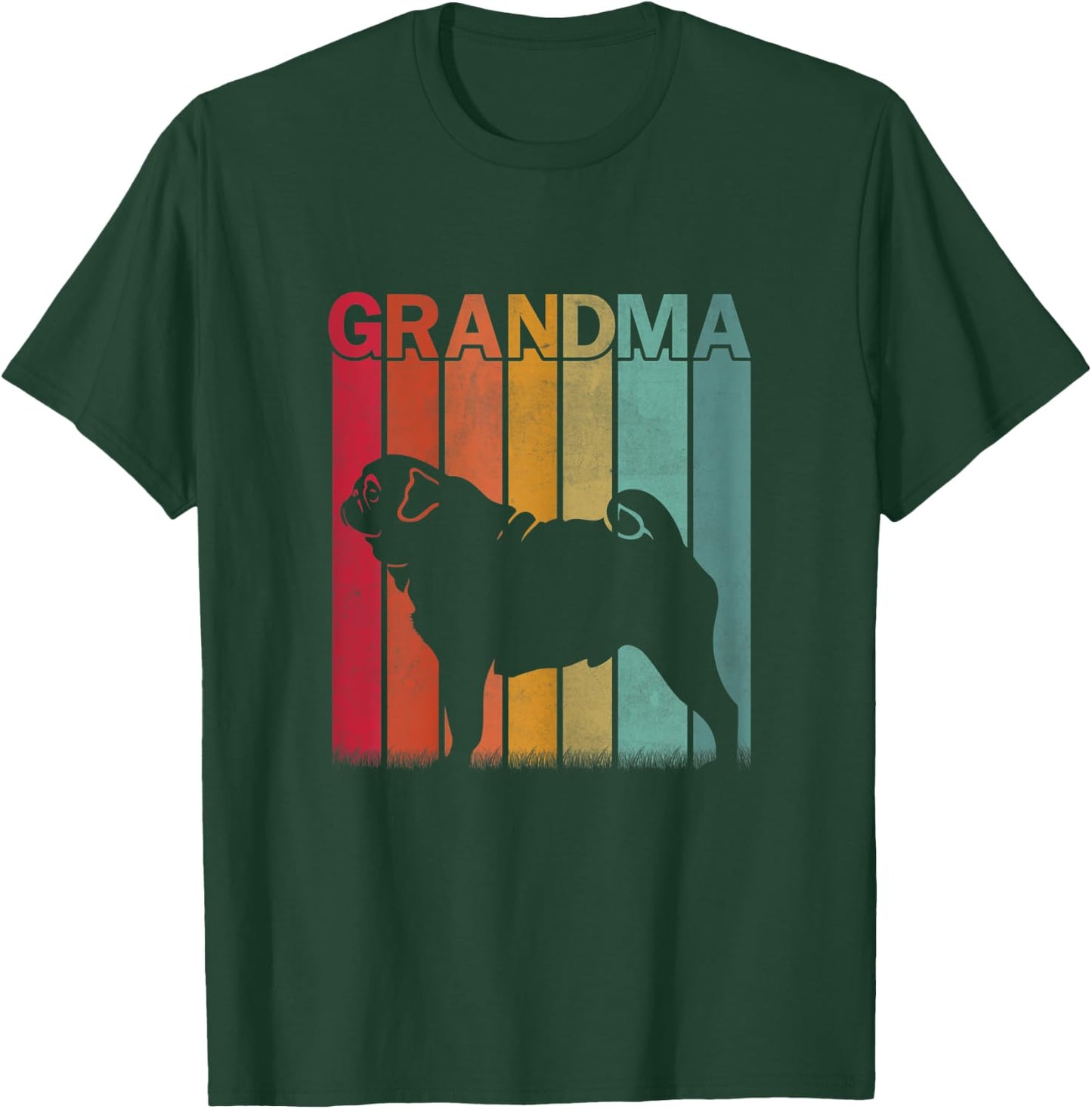 Distressed Pug Dog Graphic Retro Mother's Day Grandma T-Shirt - T-Shirt | Forest