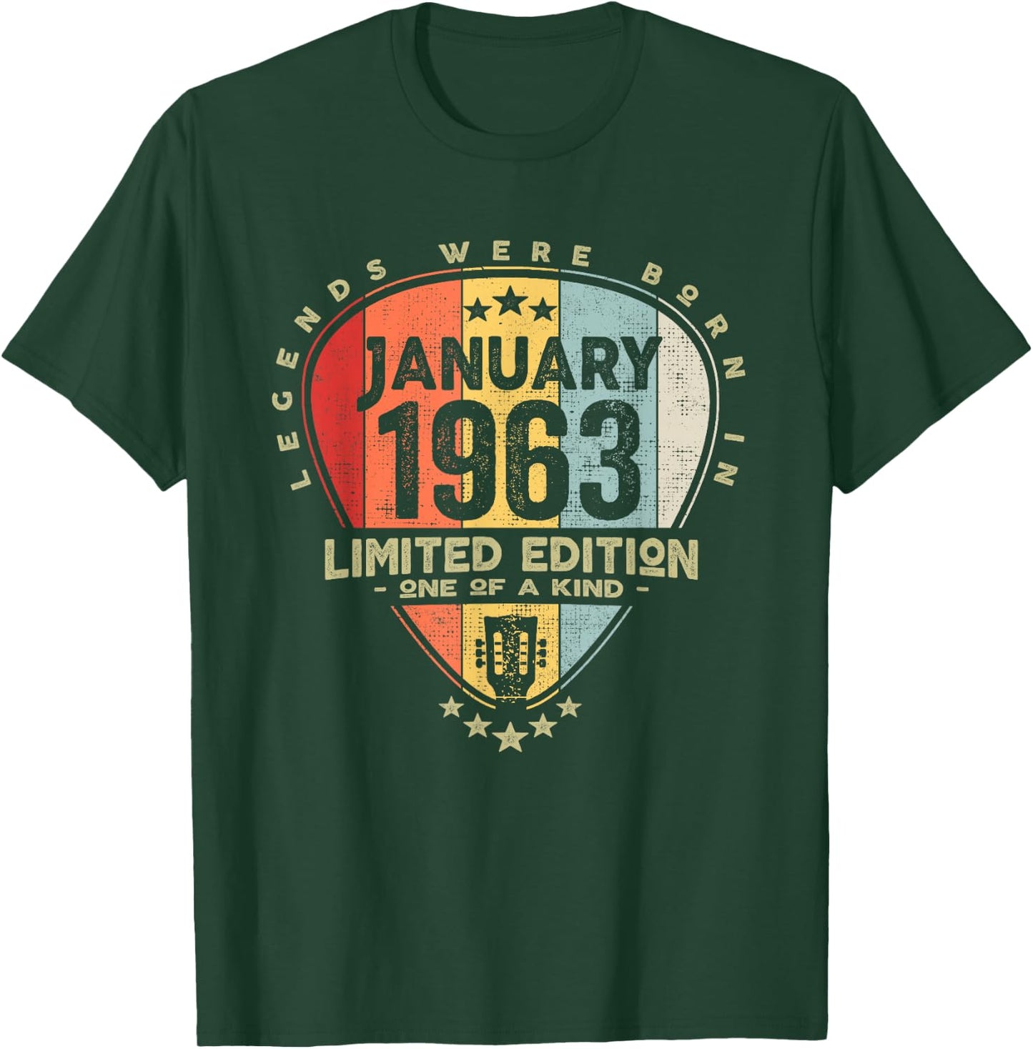 Guitar Pick - Legends Were Born In January 1963 Guitar T-Shirt - T-Shirt | Forest