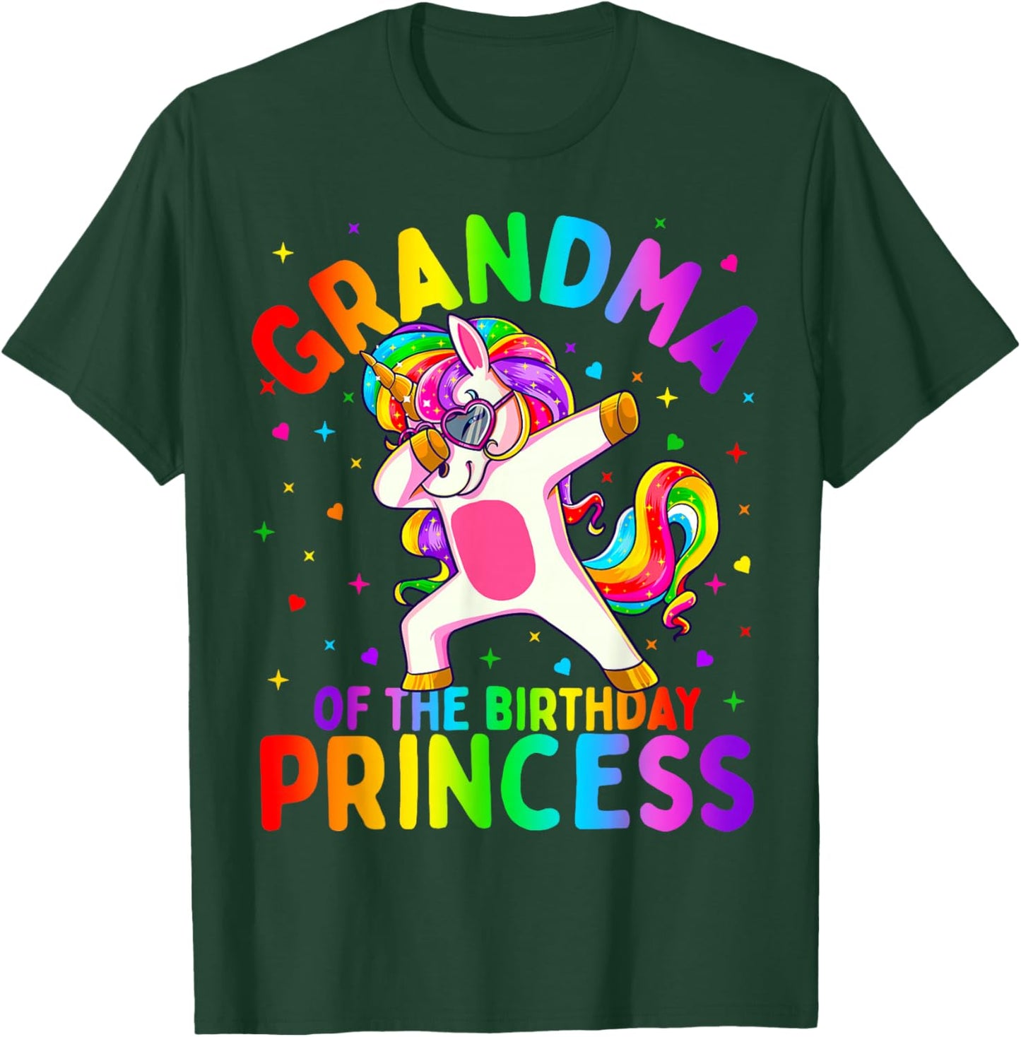 Grandma of The Birthday Princess Girl Dabbing Unicorn Small T-Shirt - T-Shirt | Forest