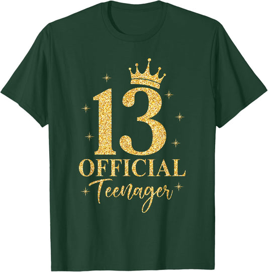 Official Teenager It's My 13th Golden Birthday 13 Year Old T-Shirt - T-Shirt | Forest