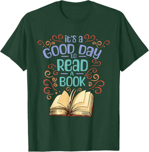Librarian Reader Books Reading It's A Good Day To Read A Book Adults Black Cotton Polyester T-Shirt - T-Shirt | Forest