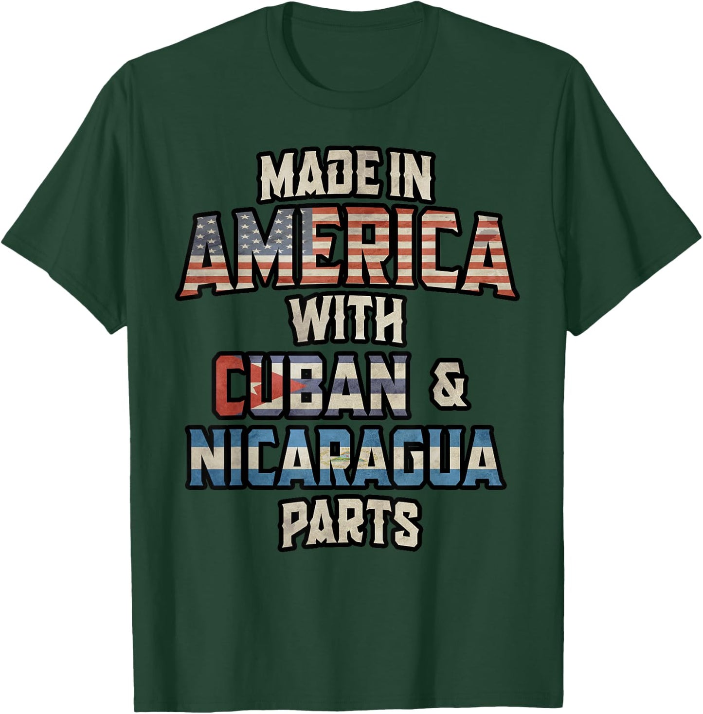 Cuban And Nicaraguan Made In America Mix Heritage Vintage T-Shirt - T-Shirt | Forest