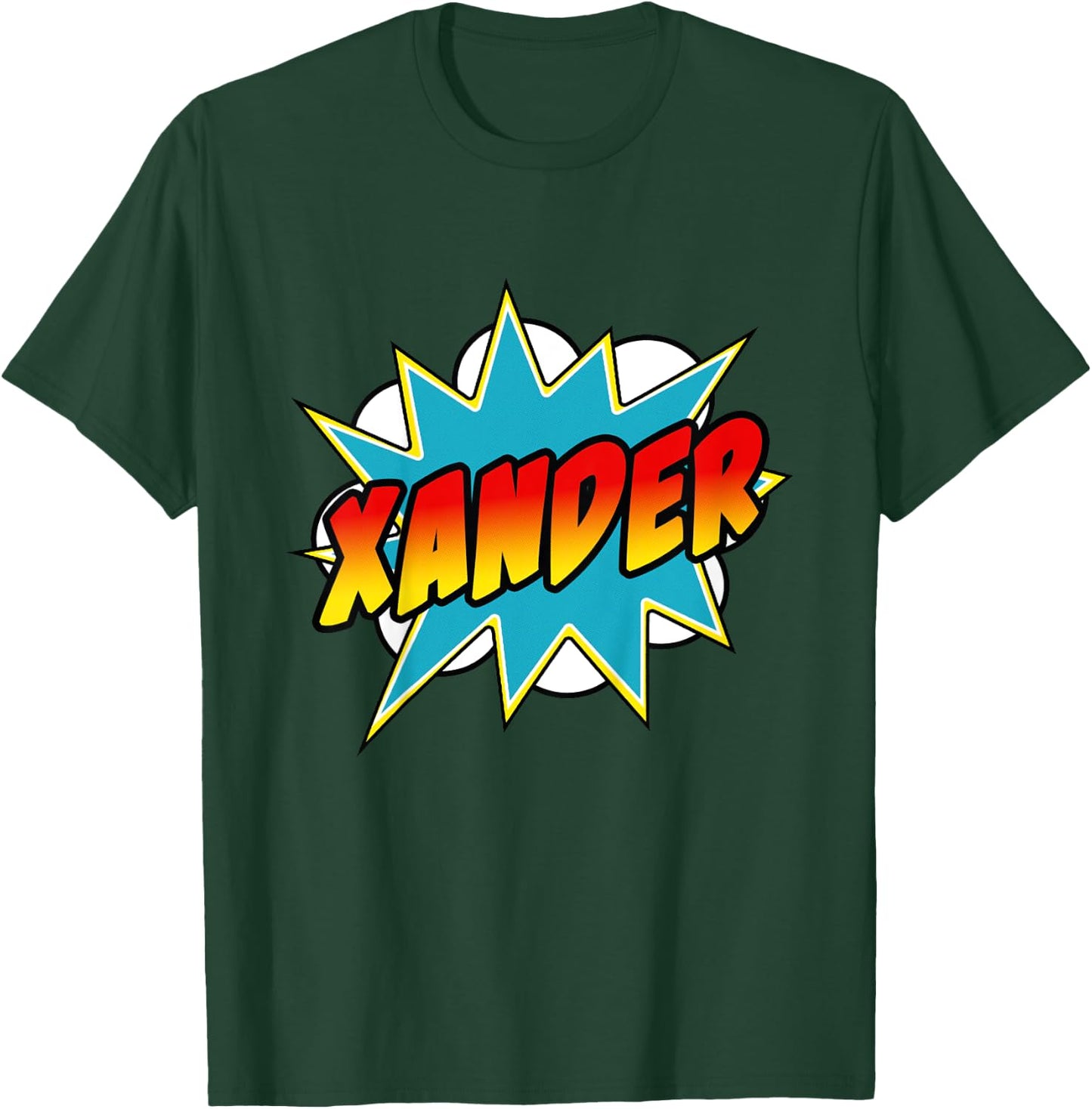 Kids Boys Xander Name Comic Book Superhero T-Shirt - T-Shirt | Forest