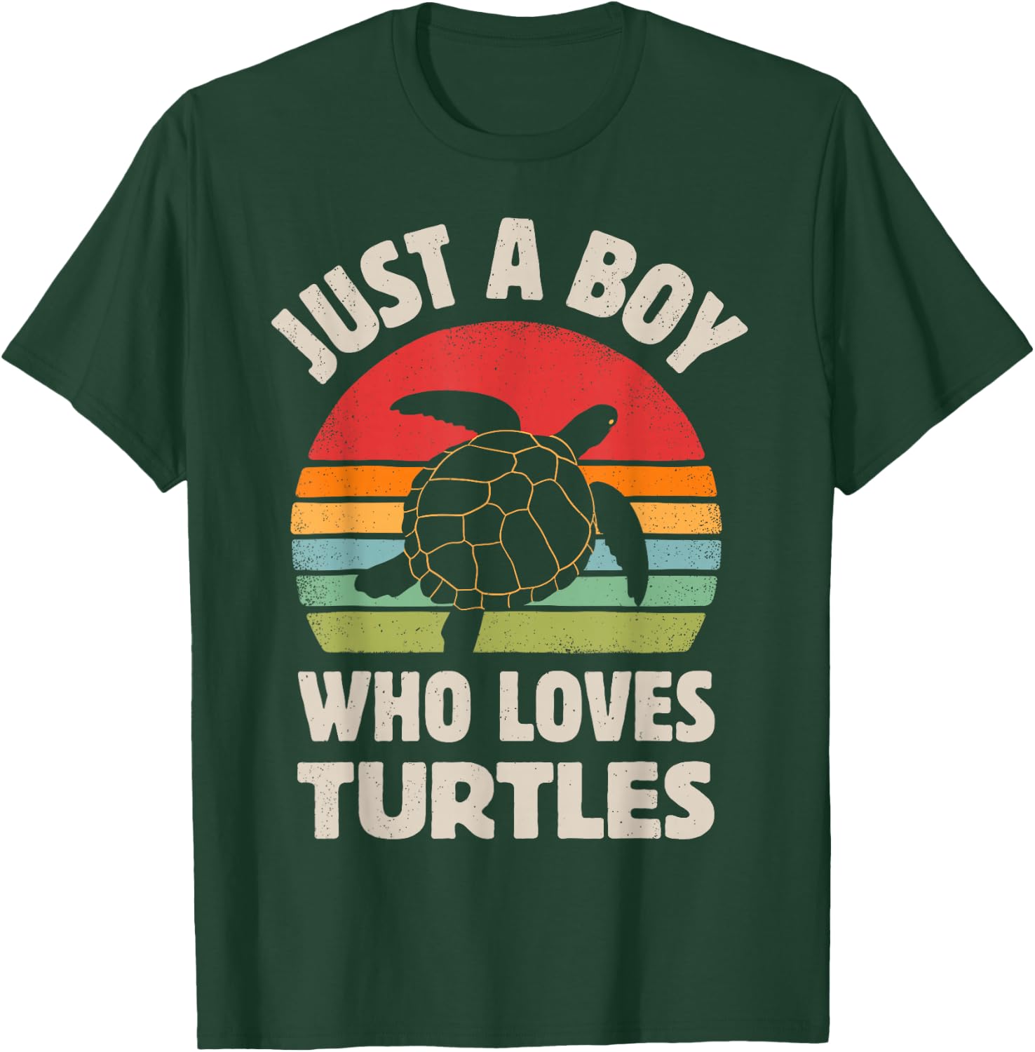 Turtle Just A Boy Who Loves Turtles Reptiles Retro Vintage T-Shirt - T-Shirt | Forest