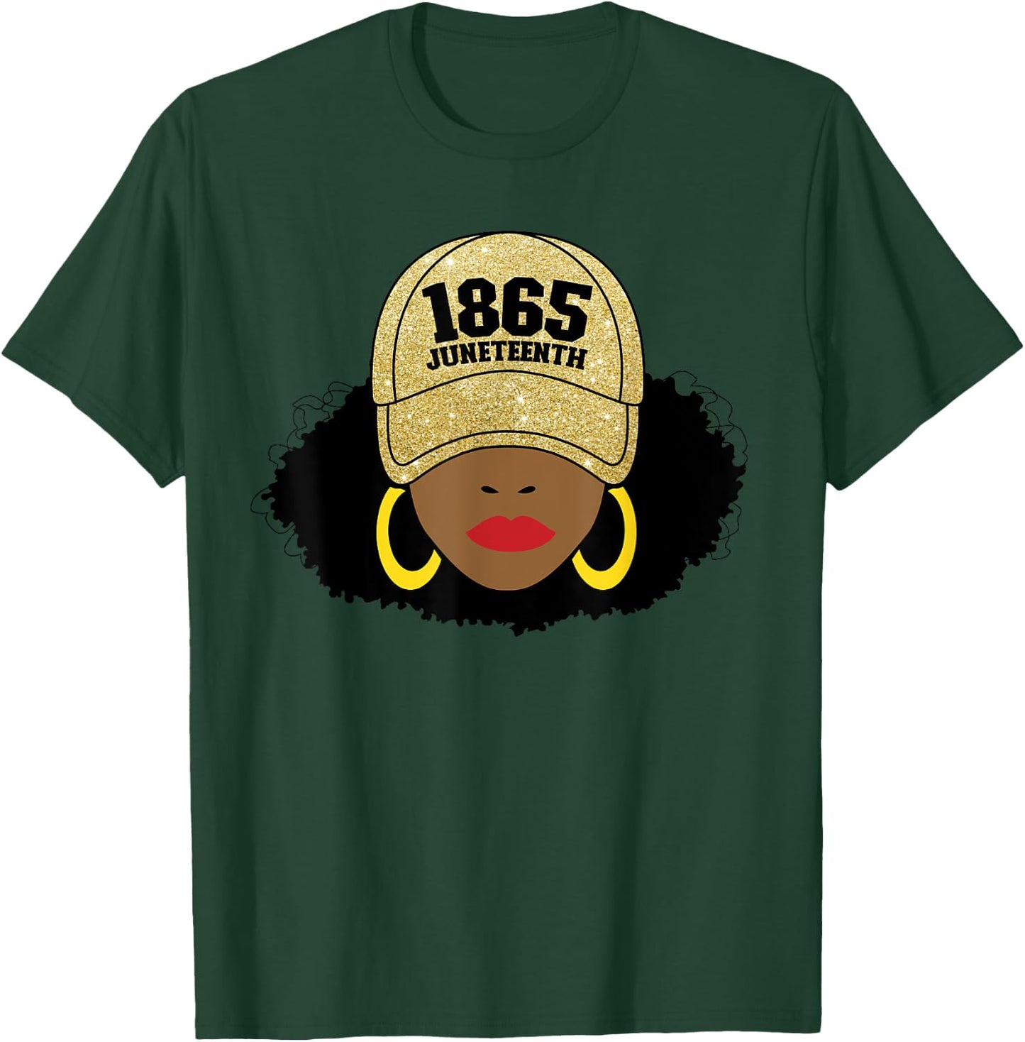 Juneteenth 1865 Black Freedom Afro Gold Women's Juneteenth T-Shirt - T-Shirt | Forest