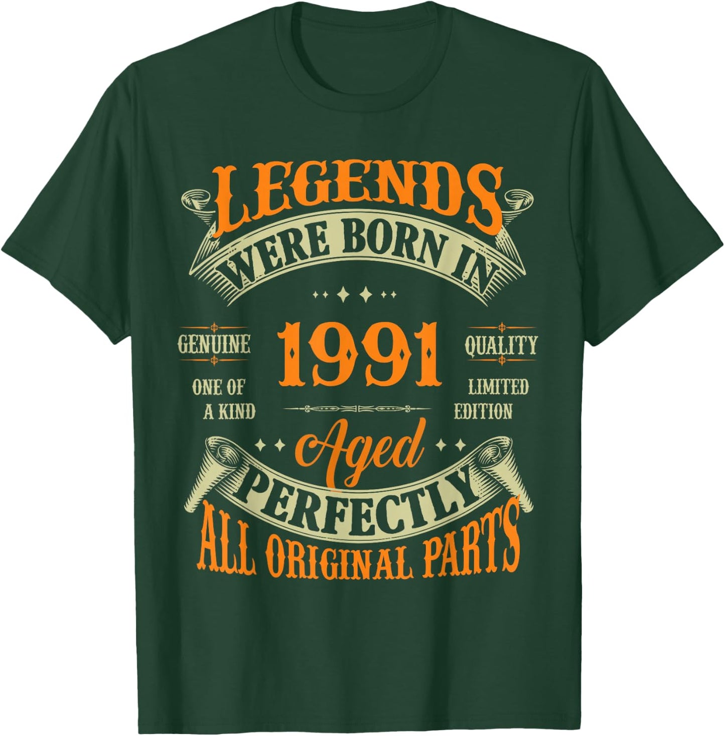 35th Birthday Vintage Legends Born in 1991 35 Years Old T-Shirt - T-Shirt | Forest